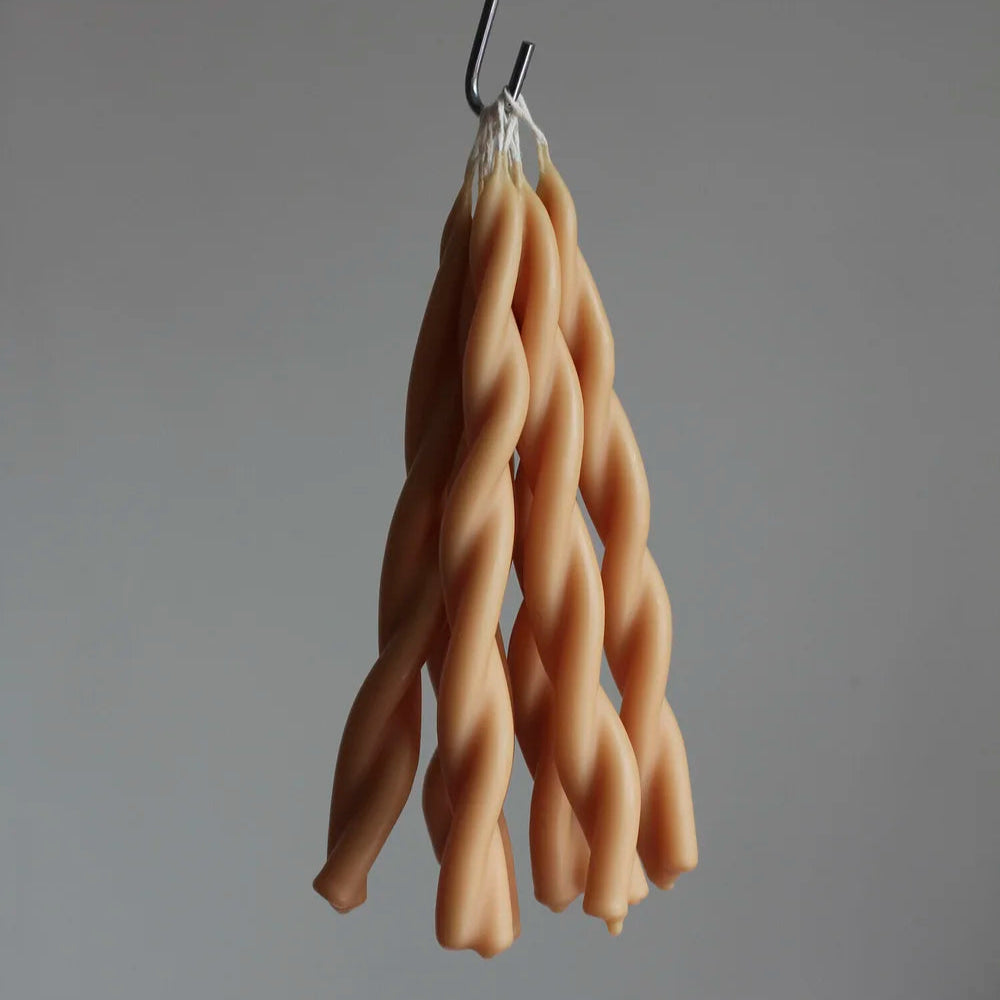 Twisted Candle, Groundnut by WAX Atelier, hand-dipped beeswax, view 2