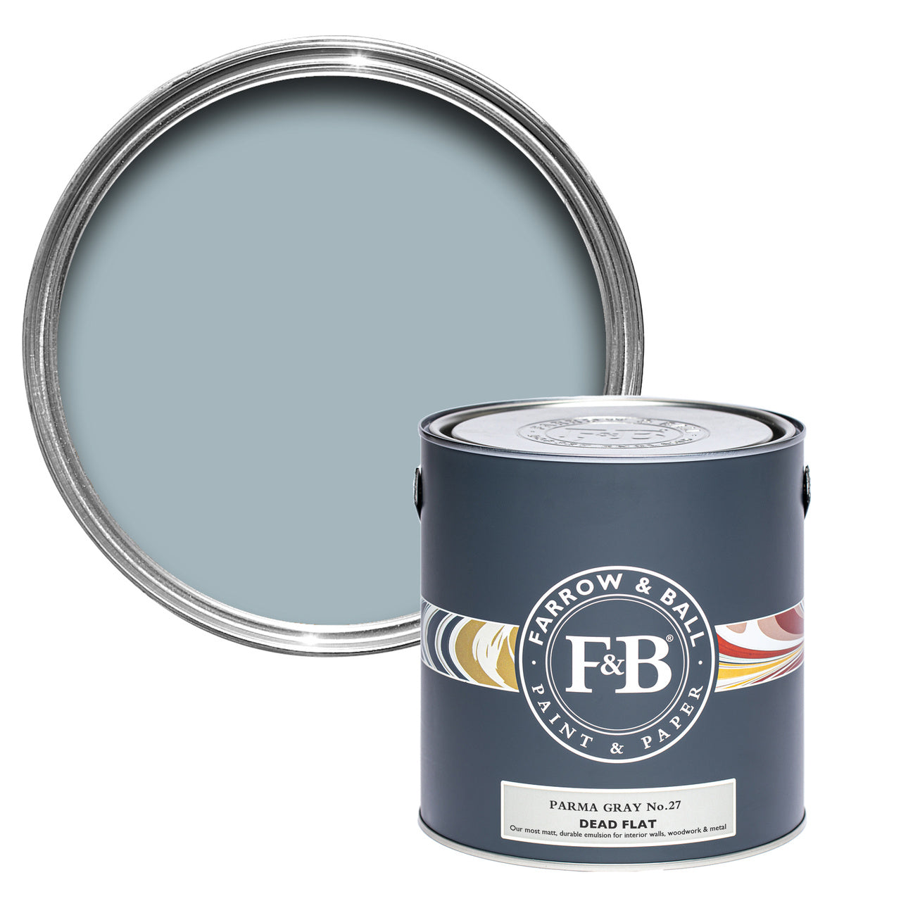 Parma Gray No.27 paint tin and swatch