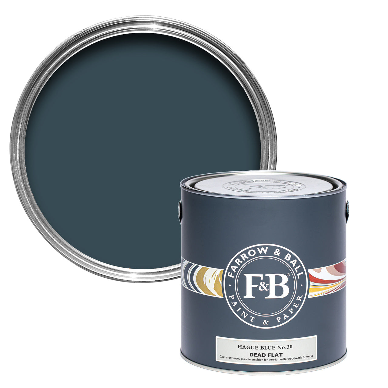 Hague Blue No.30 paint tin and swatch