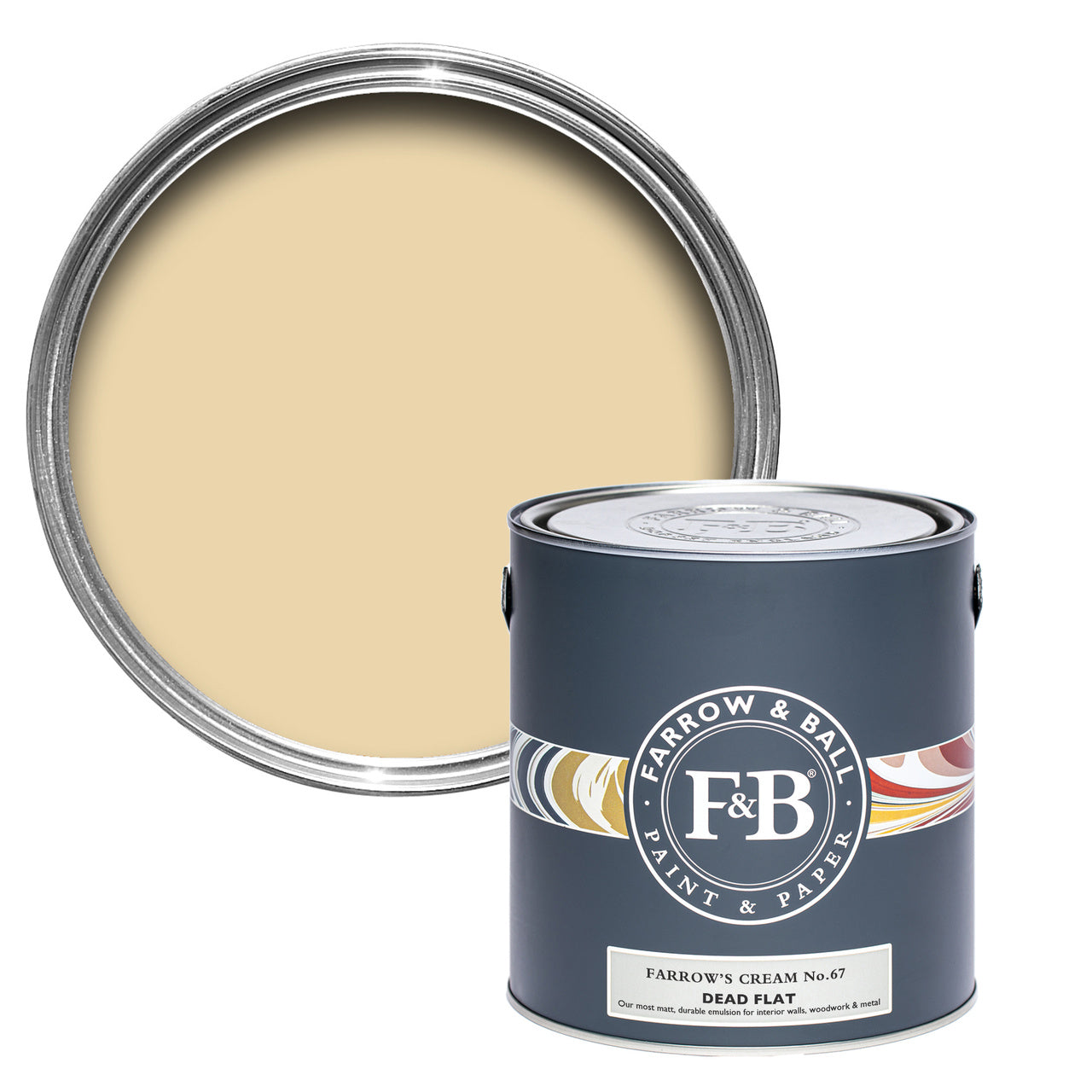 Farrow's Cream No.67 paint tin and swatch