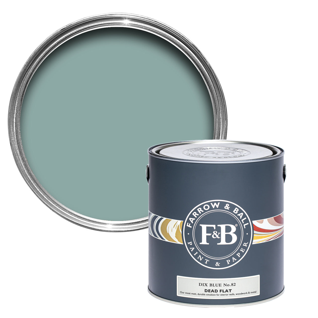 Dix Blue No.82 paint tin and swatch