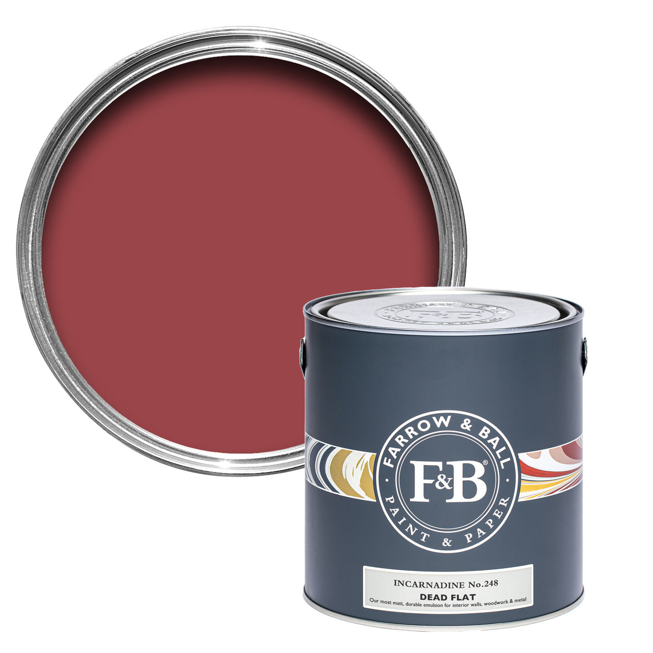 Incarnadine No.248 paint tin and swatch