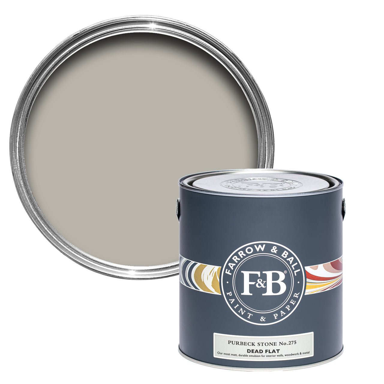 Purbeck Stone No.275 paint tin and swatch