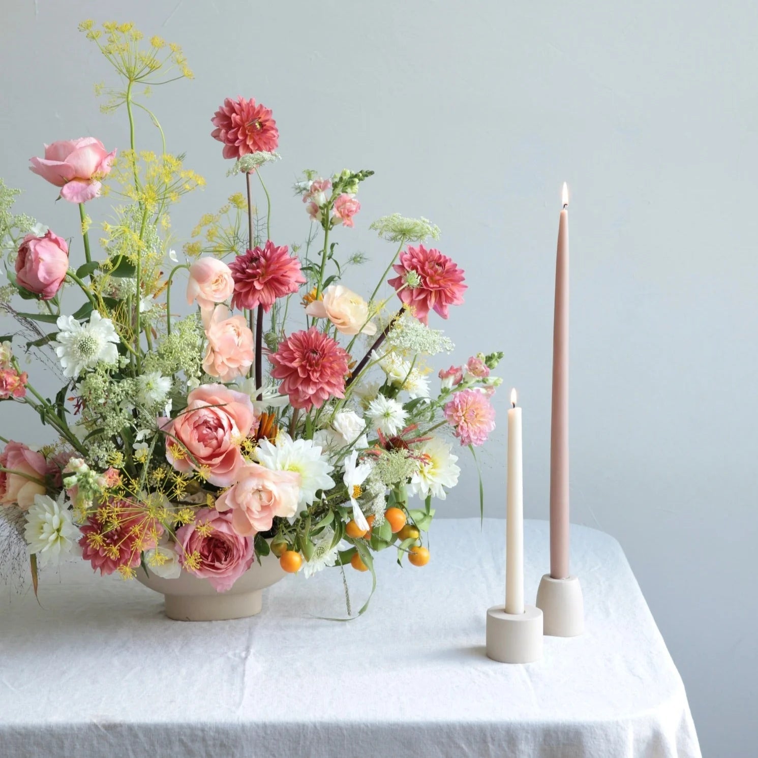 18" Dipped Taper Candles - Greige