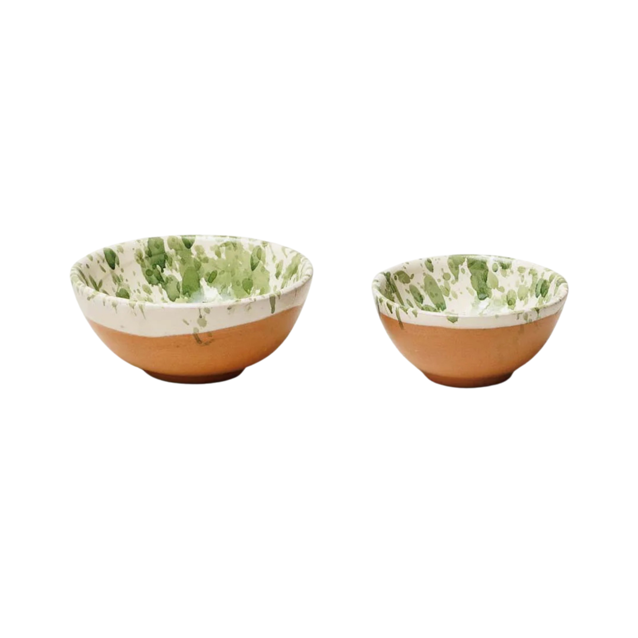 Montegranaro Splatterware Oil & Salt Dish Set - Green