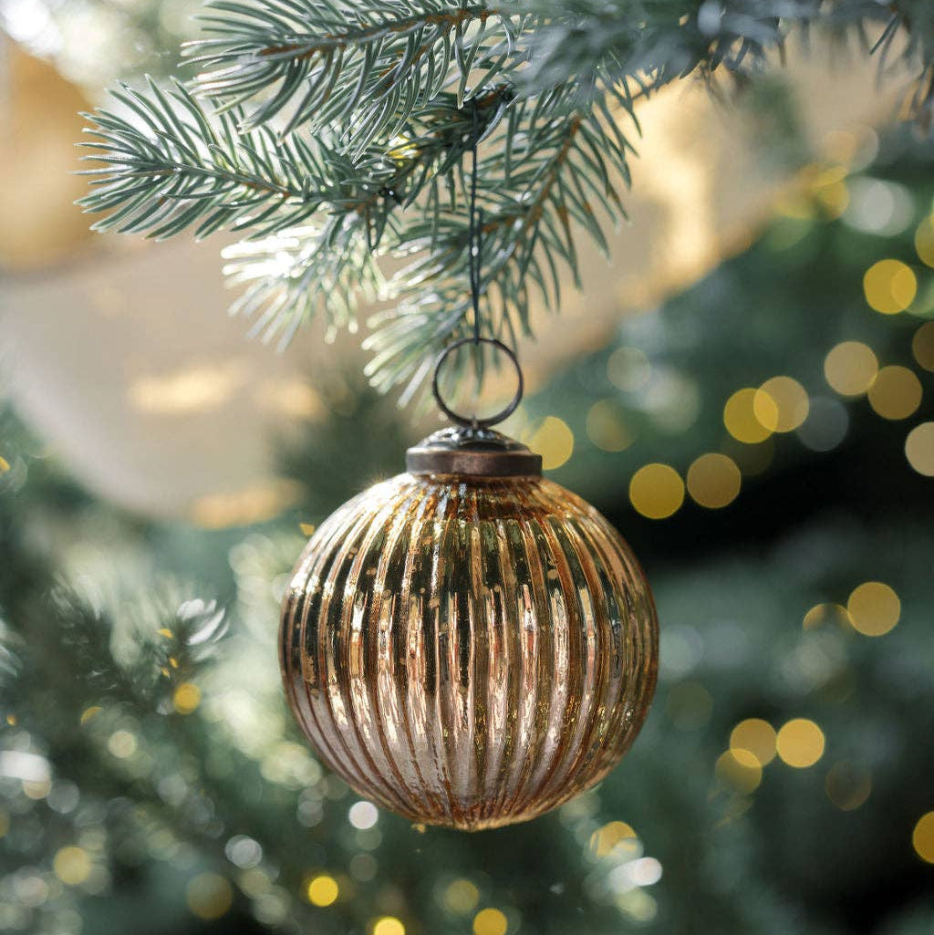 Mercury Ribbed Glass Antique Gold Ornament