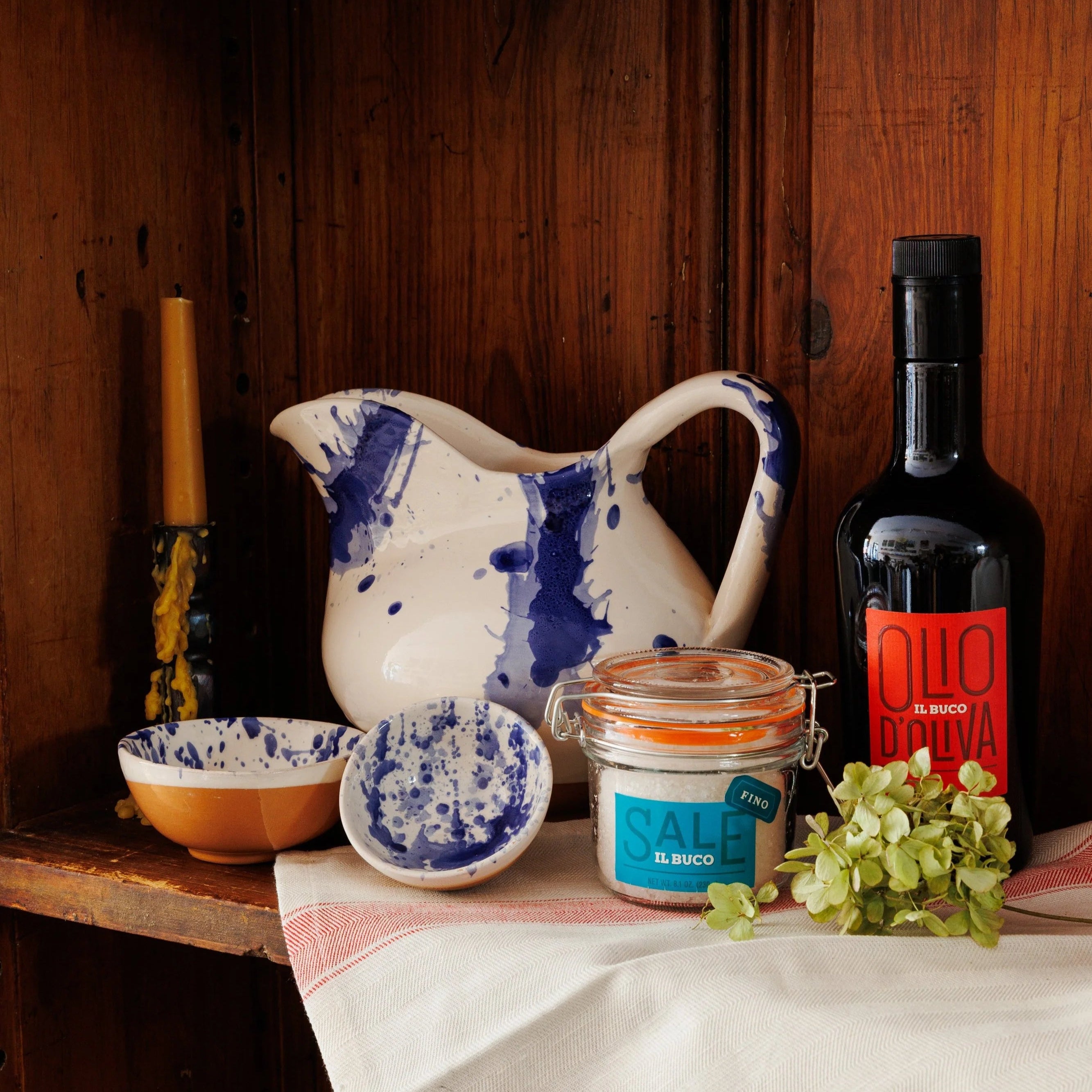 Montegranaro Splatterware Pitcher - Blue