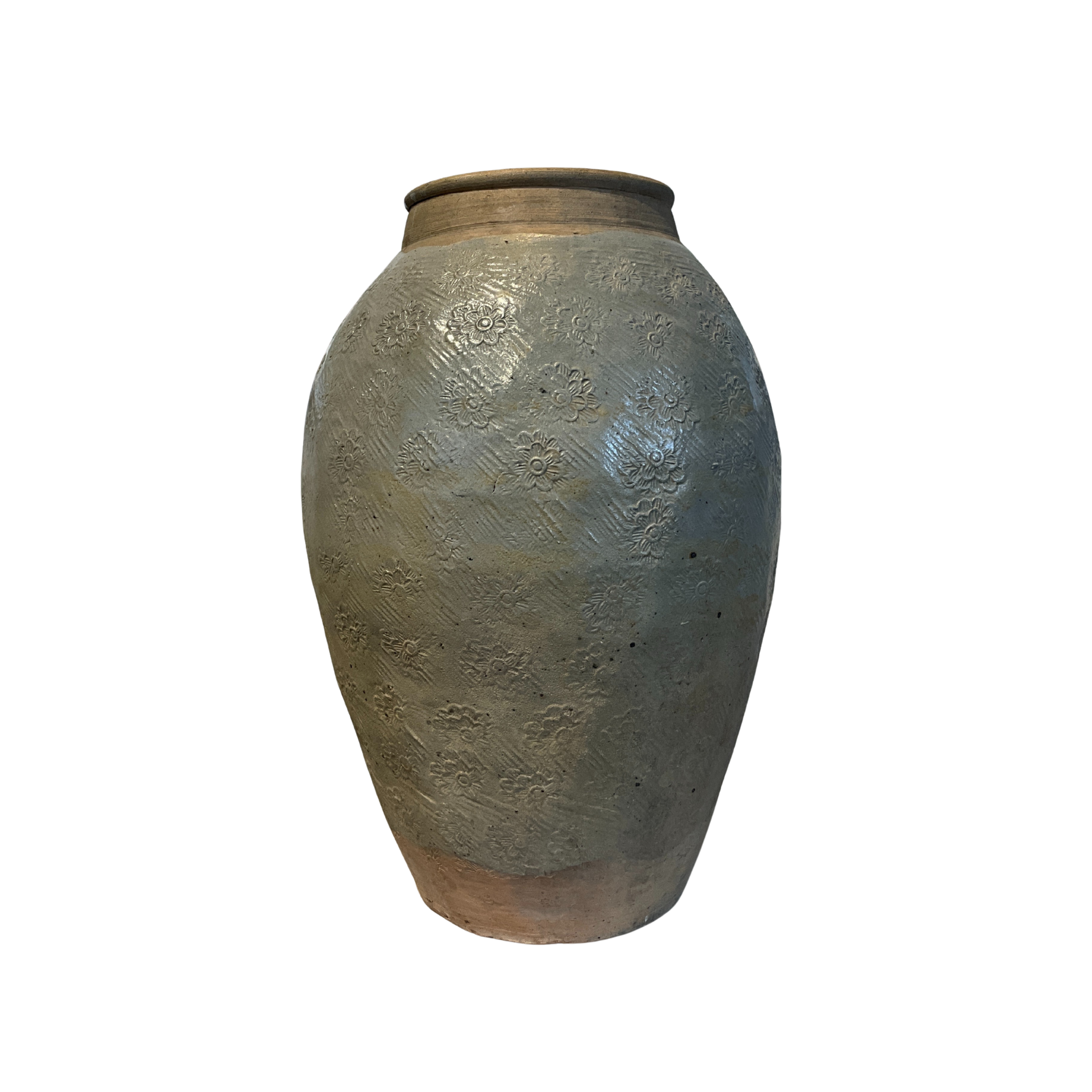 Vintage Ceramic Jar with Floral imprints