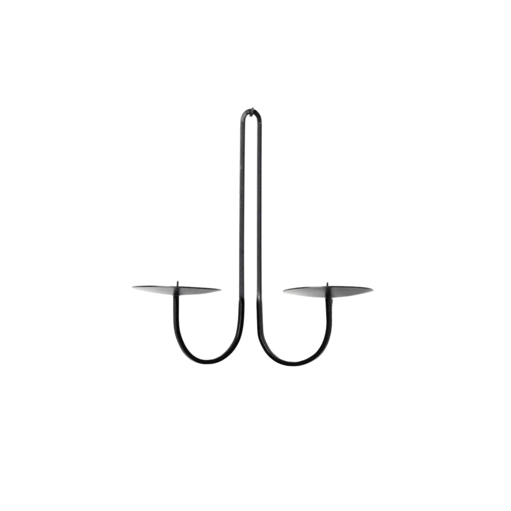 Black metal candle holder on a white background