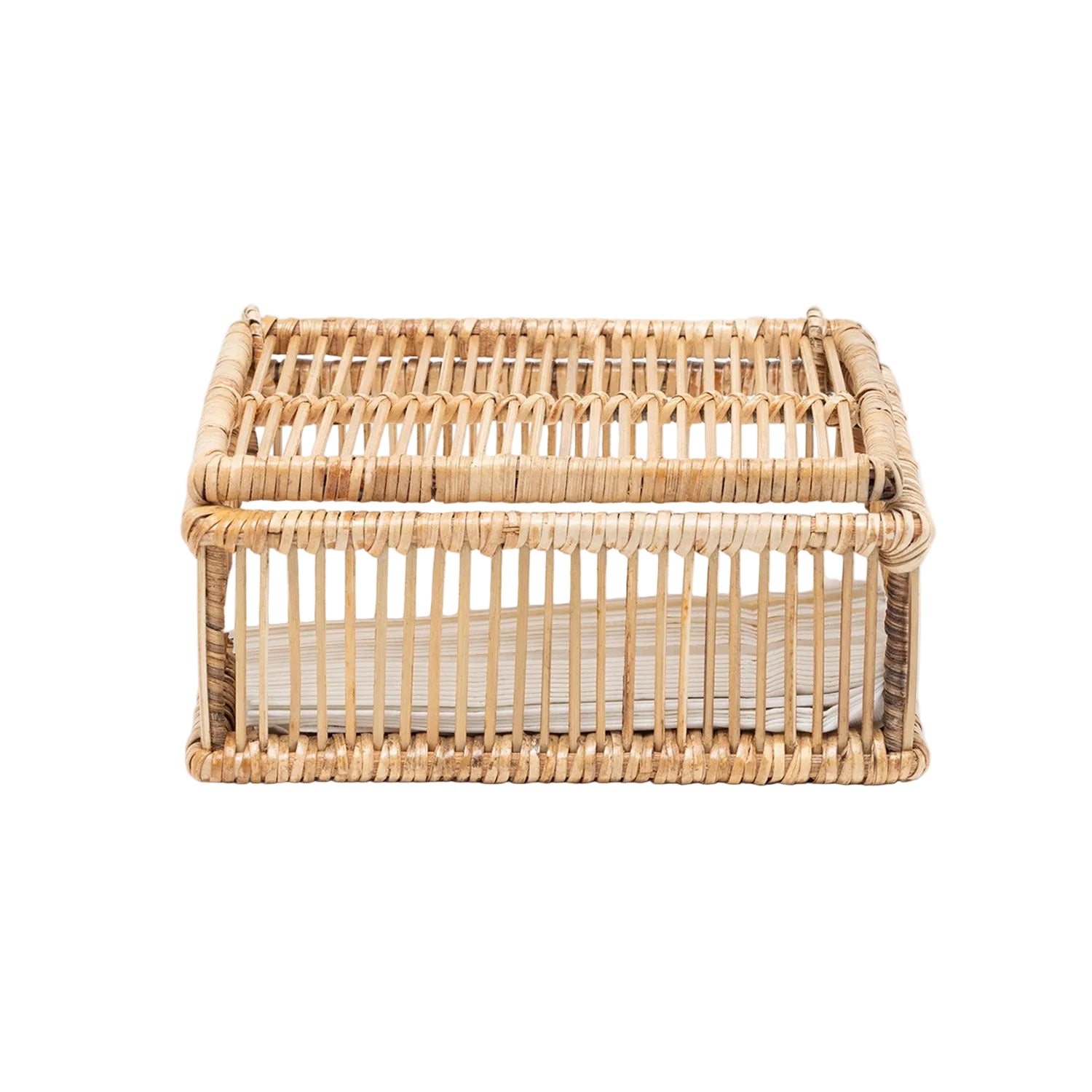 Handwoven rattan and bamboo luncheon napkin tray by Blue Pheasant, natural woven texture