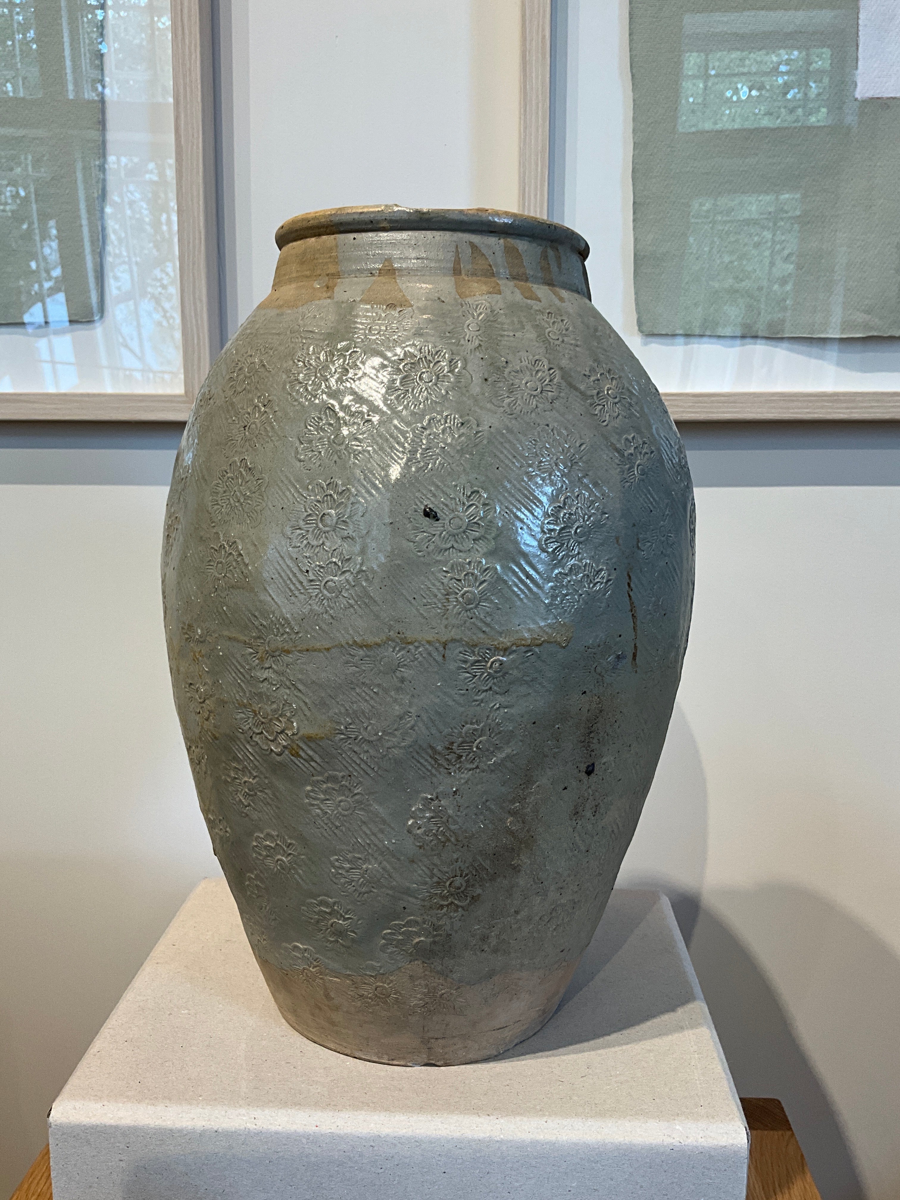 Vintage Ceramic Jar with Floral imprints