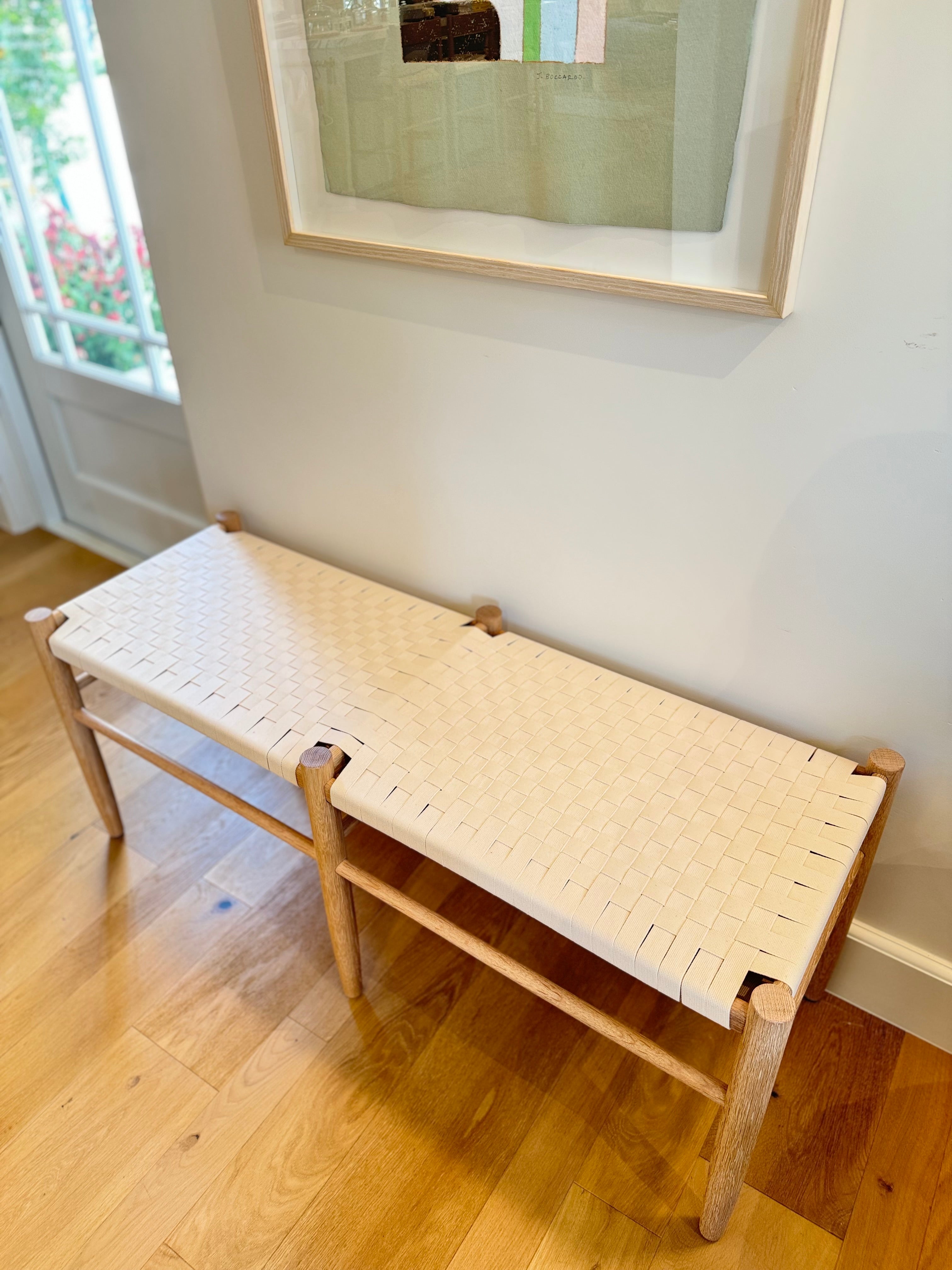 Gaon Bench - White Oak & White Canvas