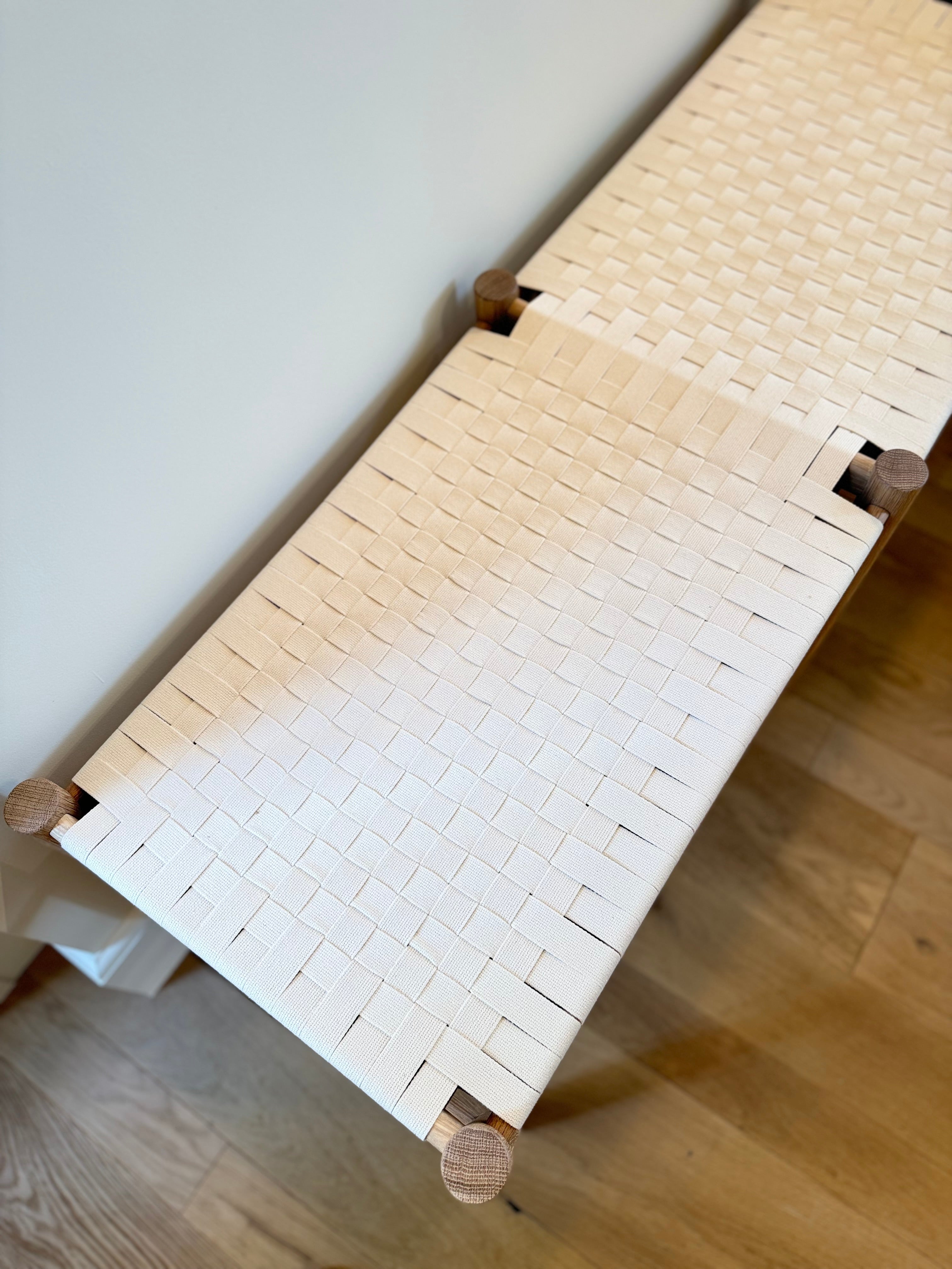 Gaon Bench - White Oak & White Canvas