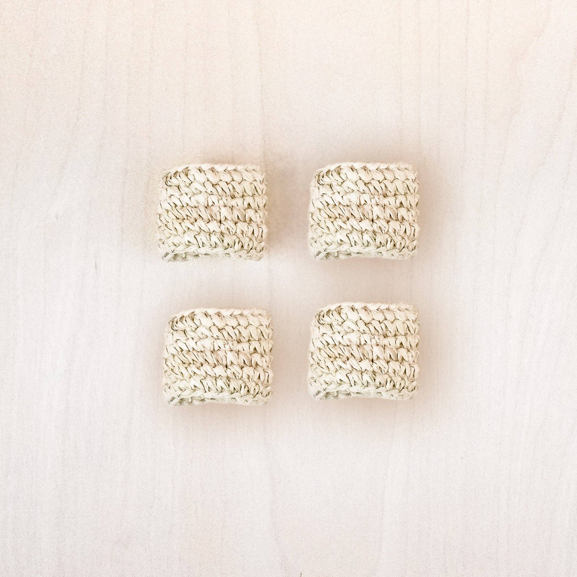Set of 4 Raffia Napkin Rings - Natural