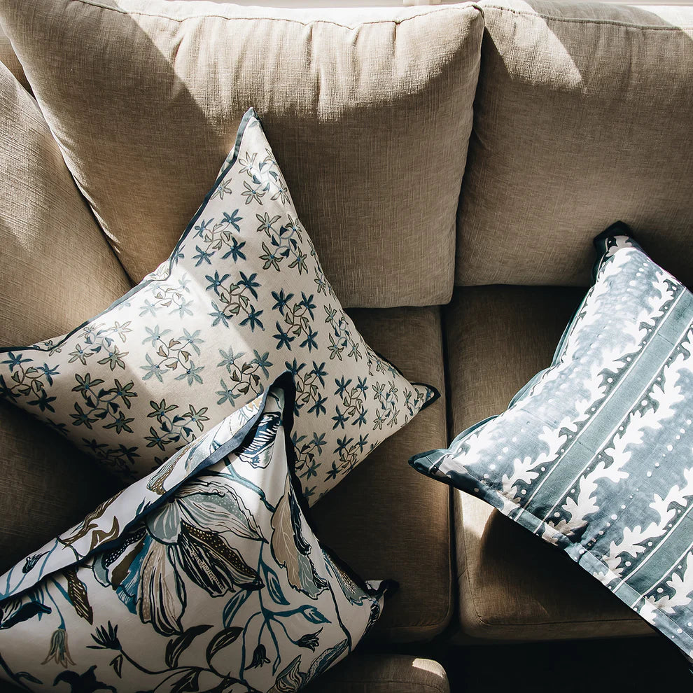 Celeste Lapis Pillow with Embroidery