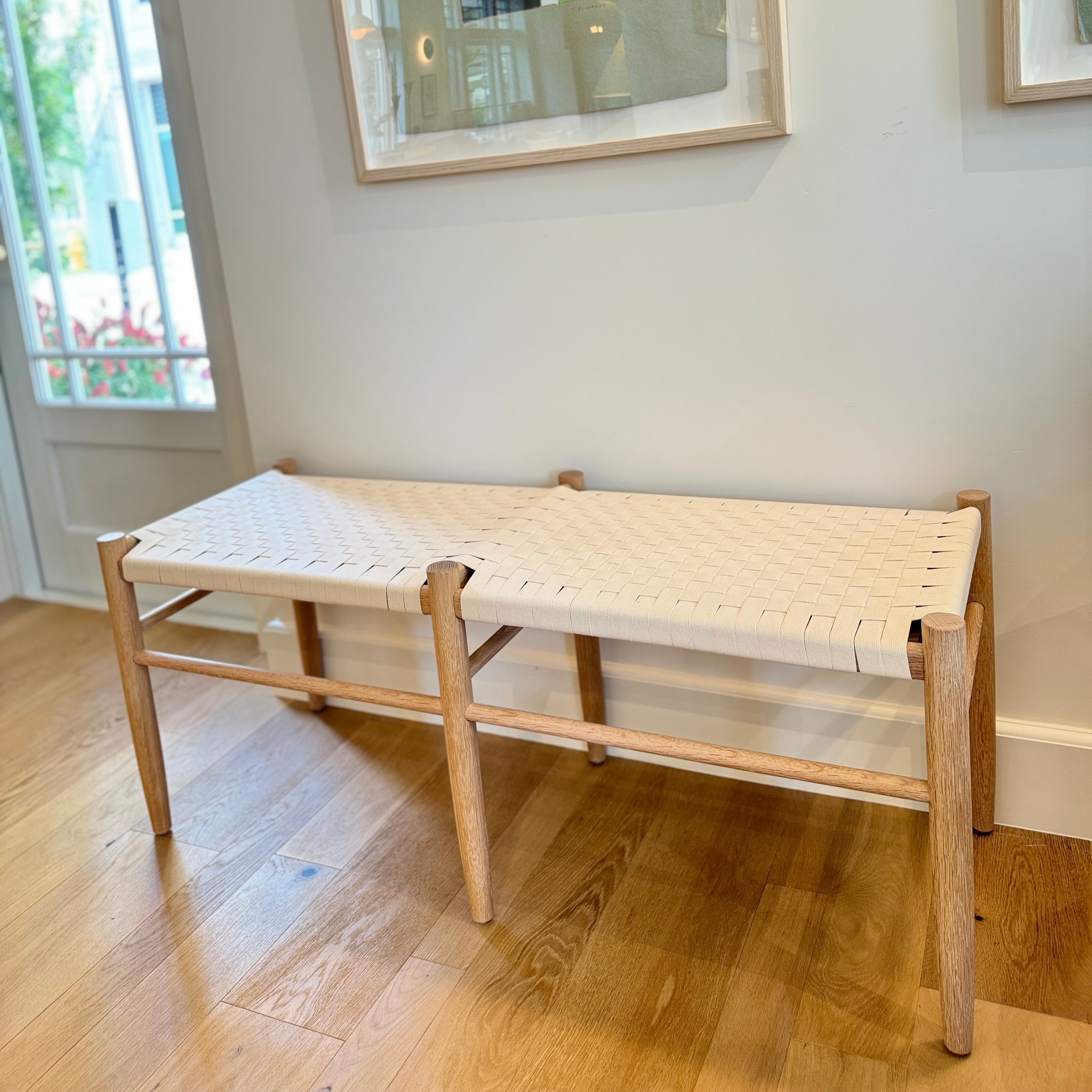 Gaon Bench - White Oak & White Canvas