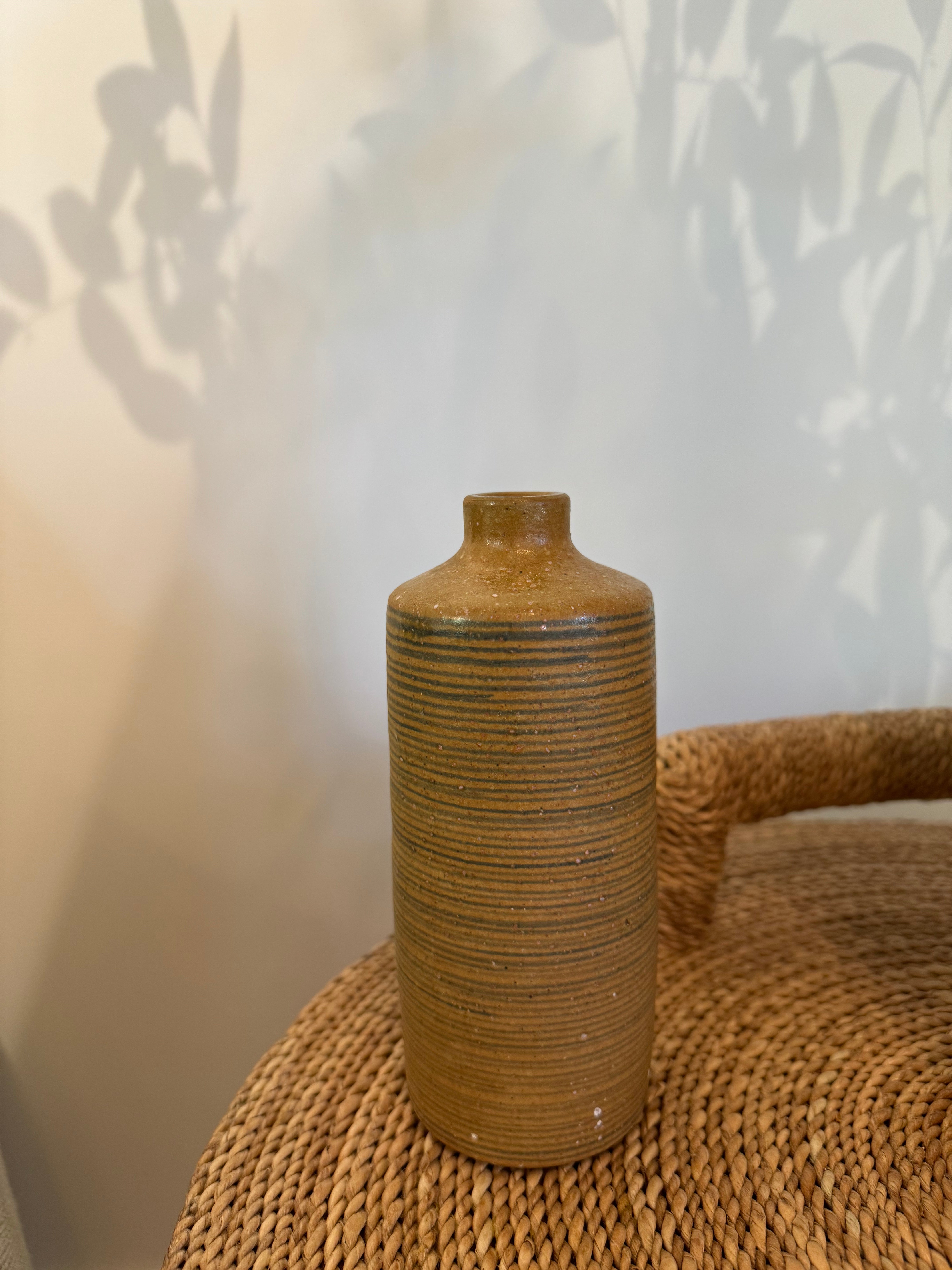 Vintage Ceramic Bud Vase - Blue Lines