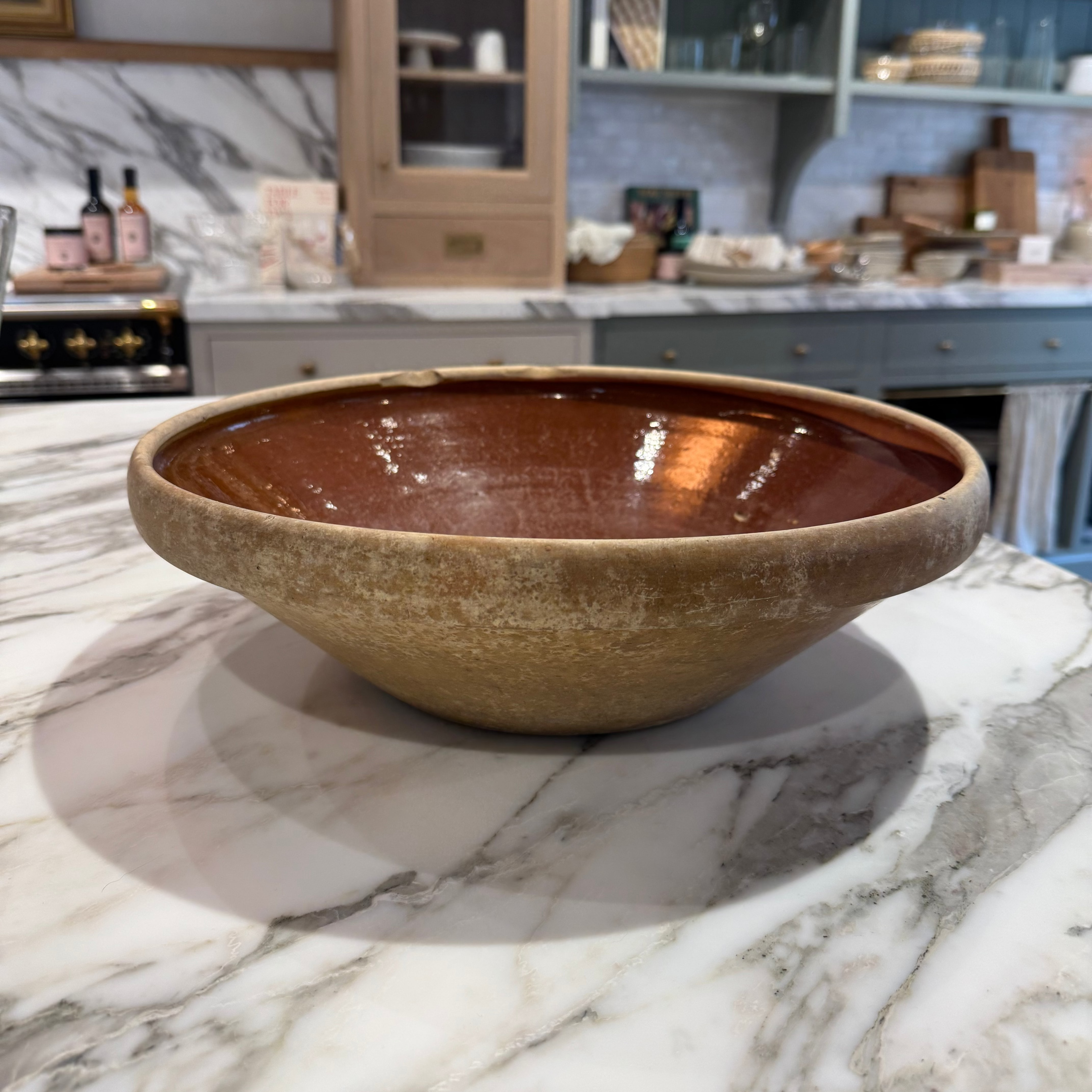 Vintage Hand Painted Ceramic Bowl - Brick Red