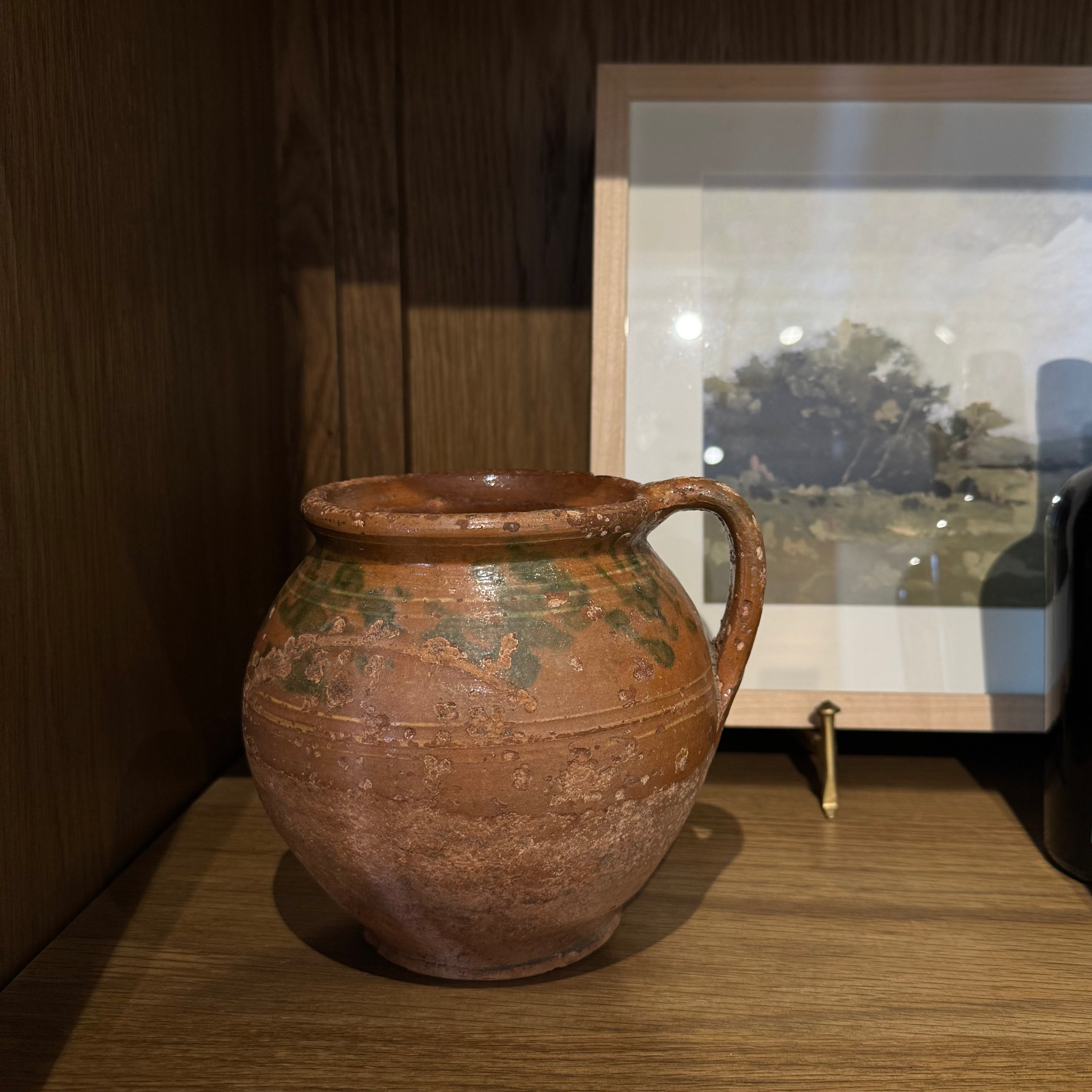 Vintage Ceramic Splatter Vase with Handle