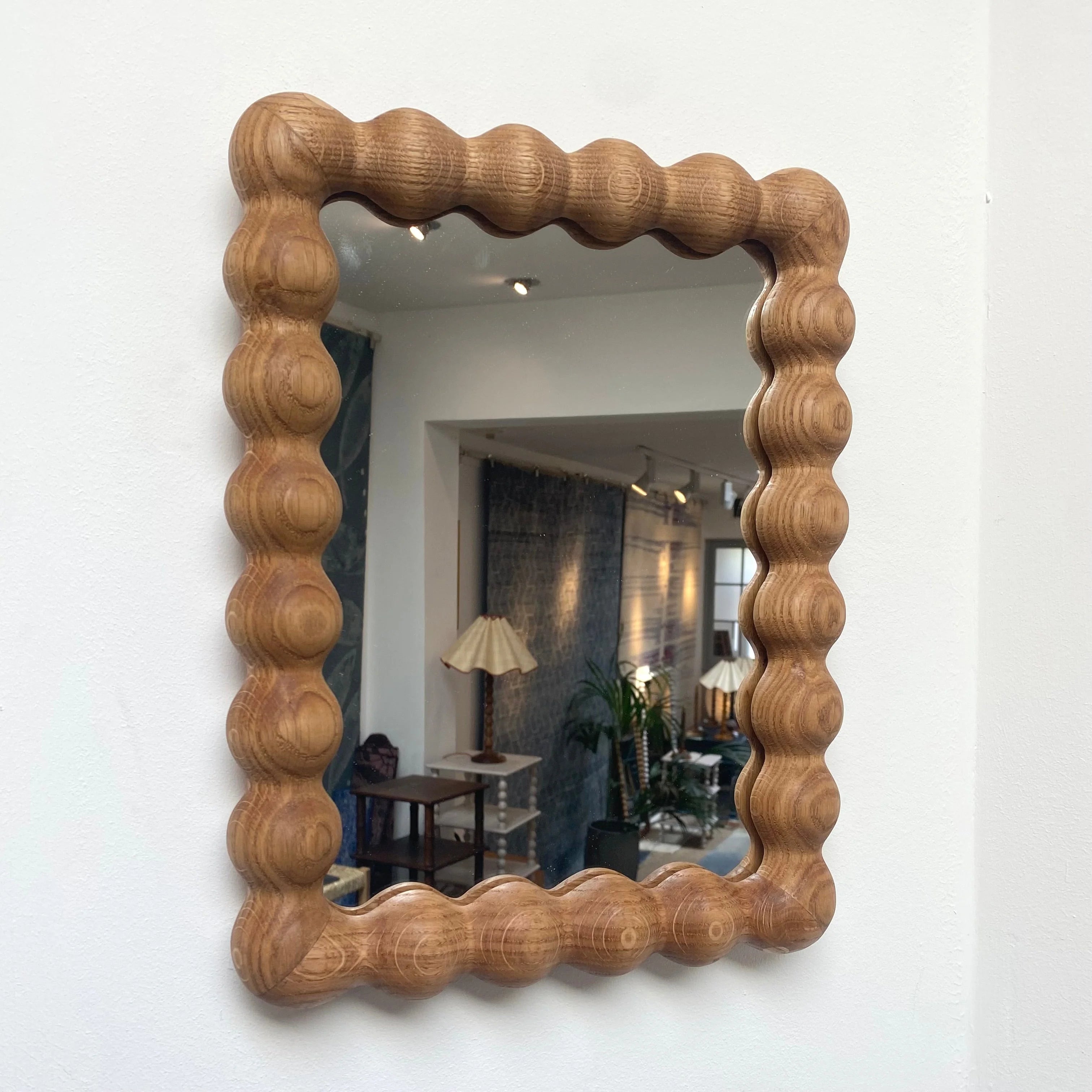 Cloakroom Bobbin Mirror - Natural Oak