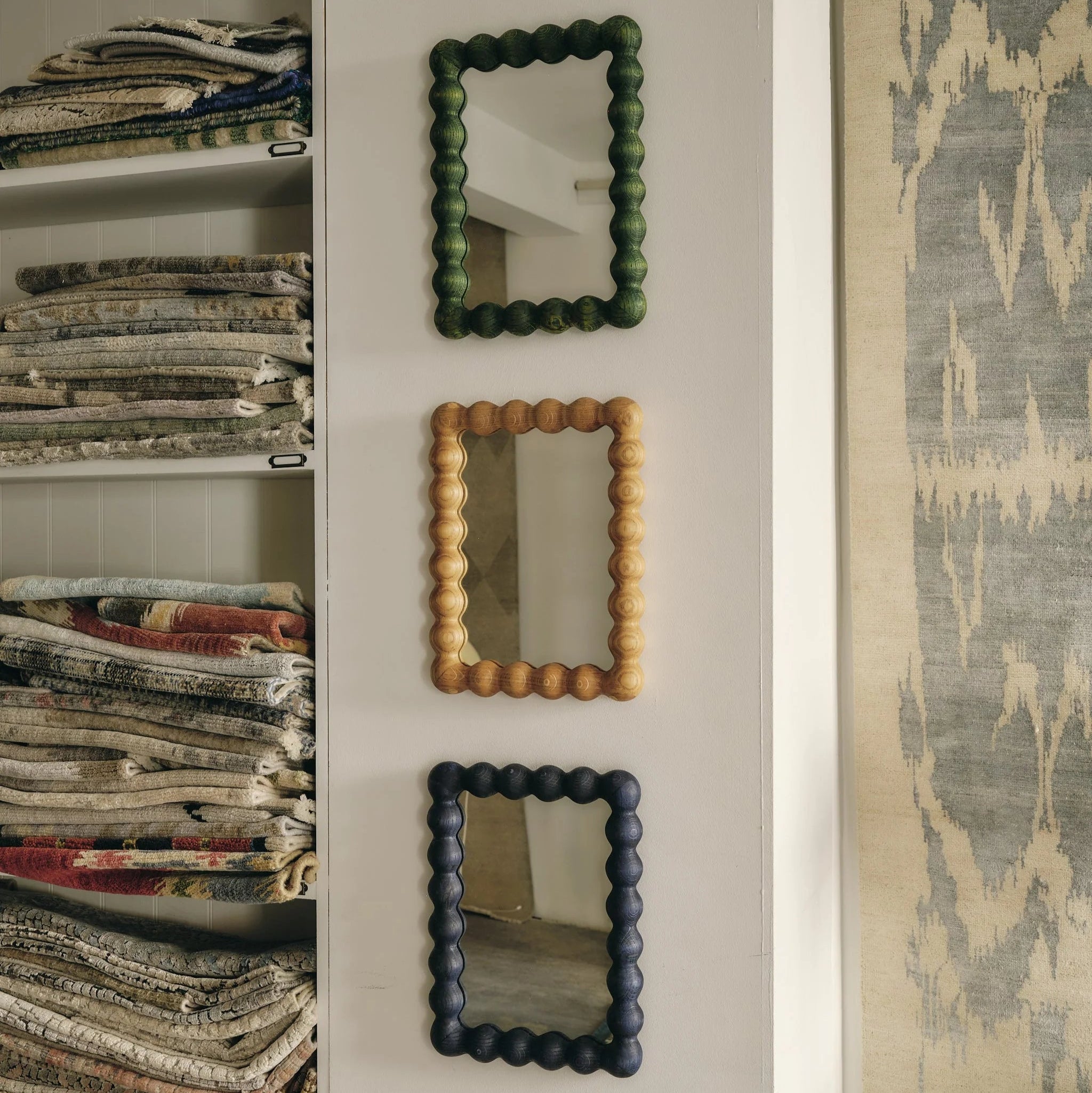 Cloakroom Bobbin Mirror - Limed Oak