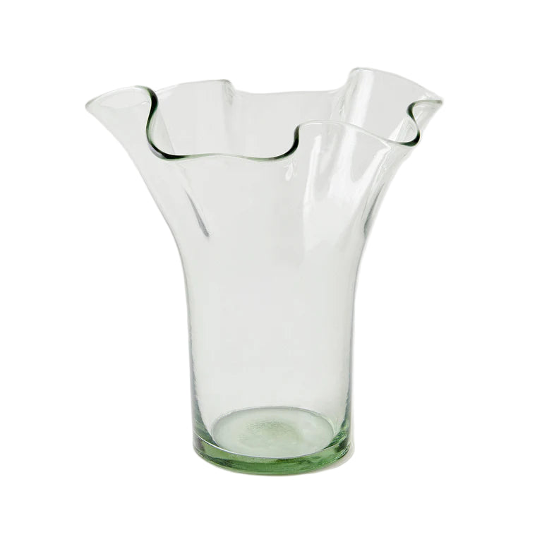 Handmade Glass Lettuce Leaf Vase - Clear