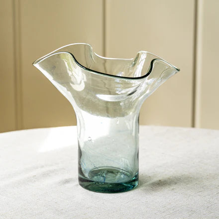 Handmade Glass Lettuce Leaf Vase - Clear