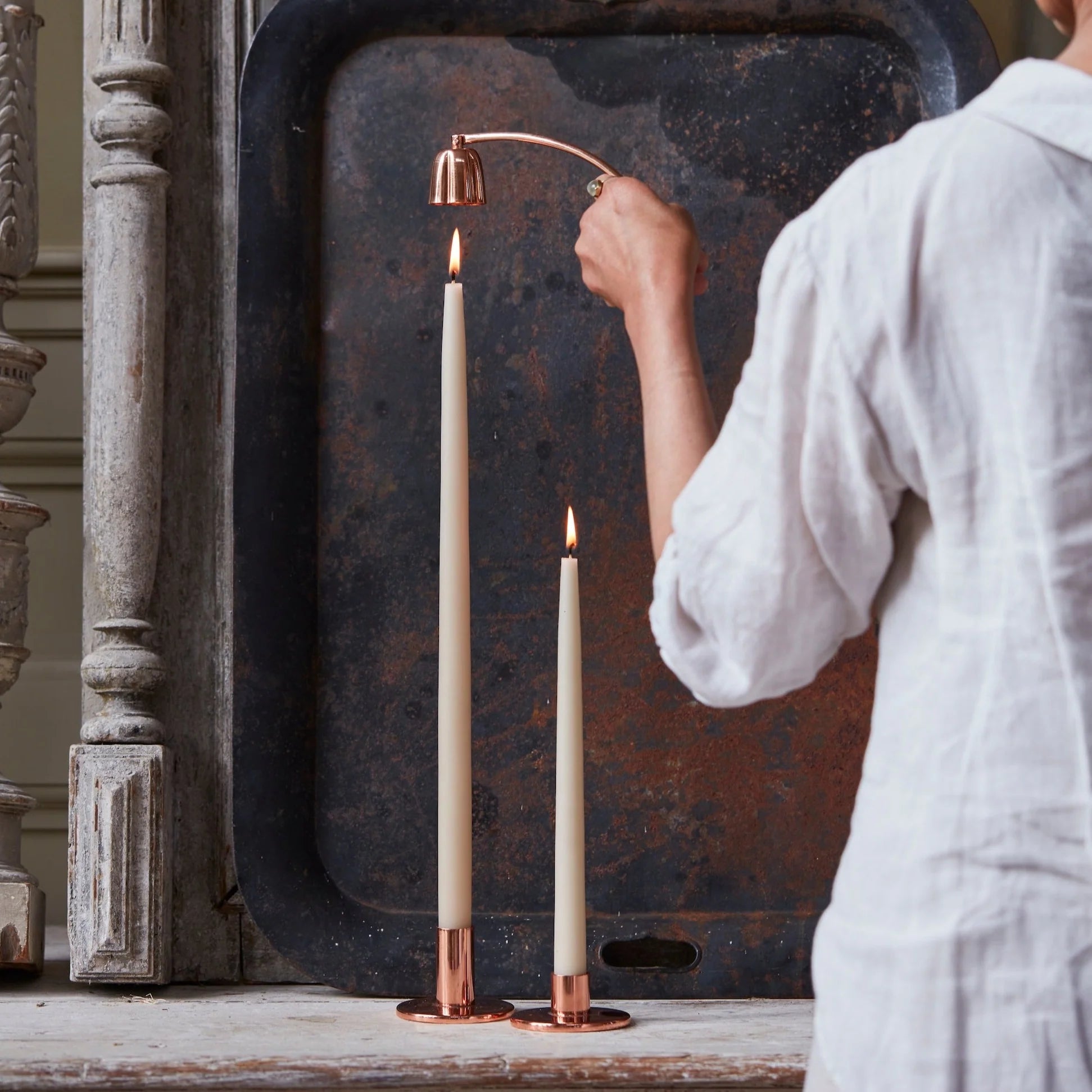 12" Dipped Taper Candles - Greige