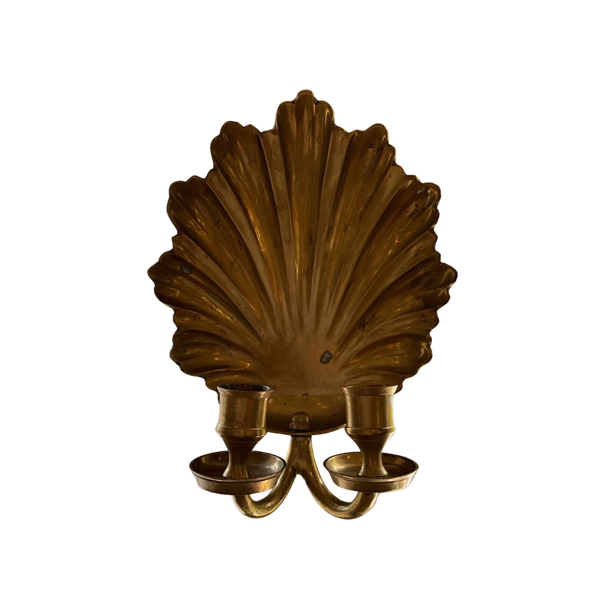 Vintage Brass Shell Wall Candle Sconce