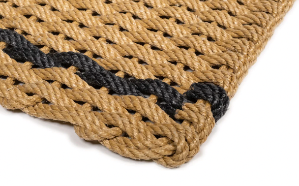 Wheat & Charcoal Stripe Woven Doormat