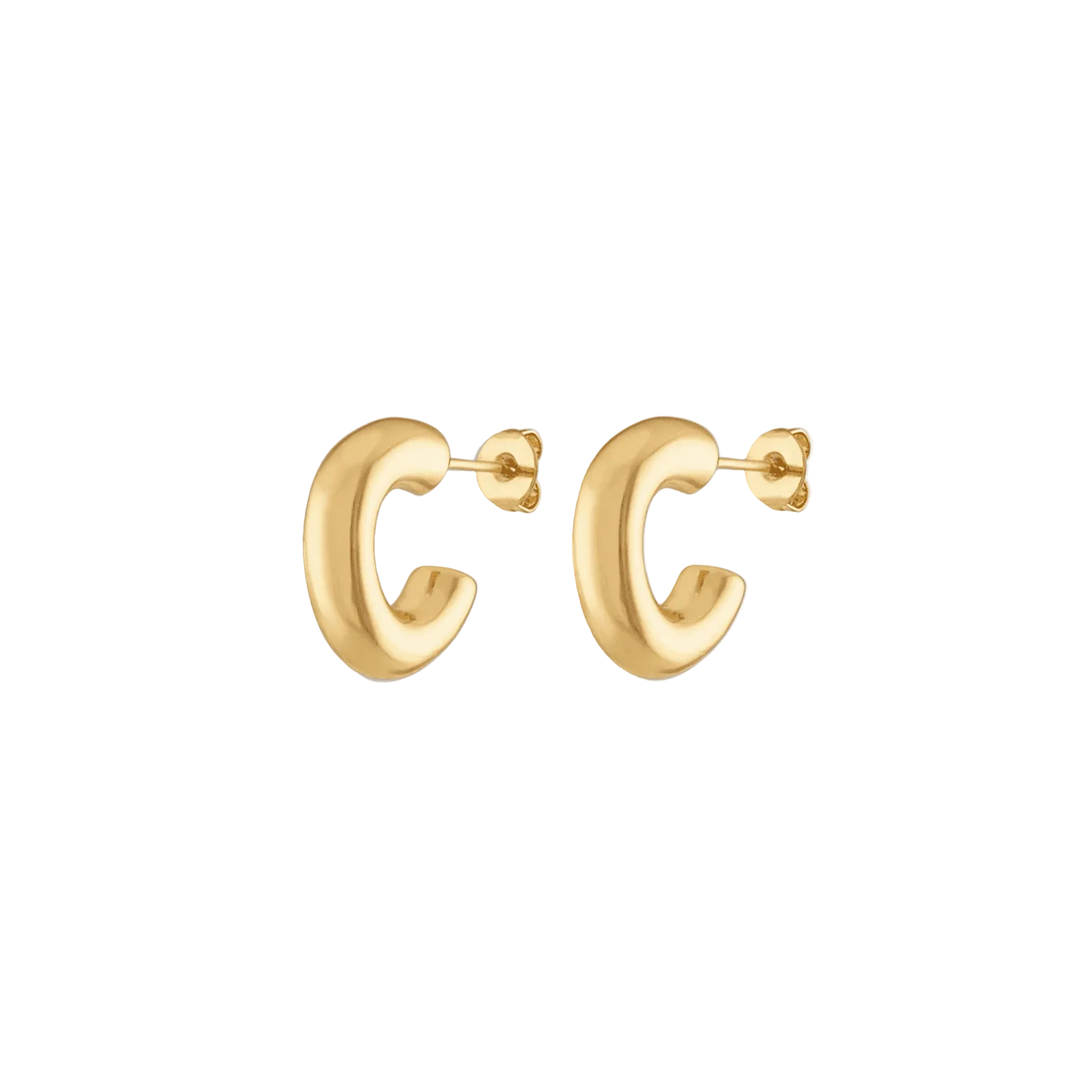 All the Time Hoops in yellow gold on a neutral background