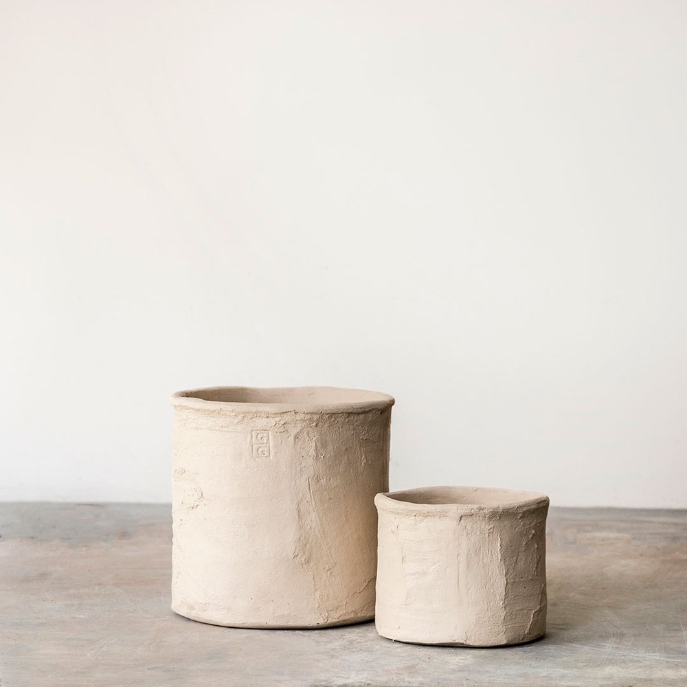 Handmade Cement Planter Bucket - Ivory