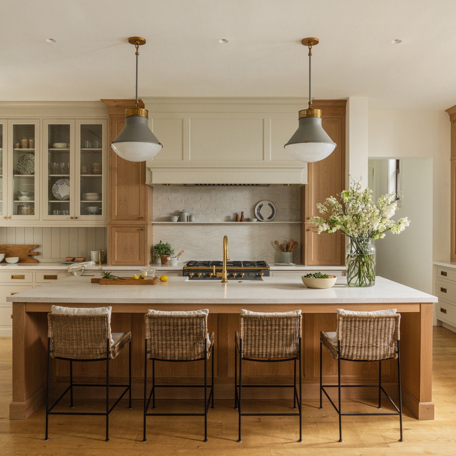 Coral Gables kitchen renovation with patterned tile backsplash, Calimia Home design project