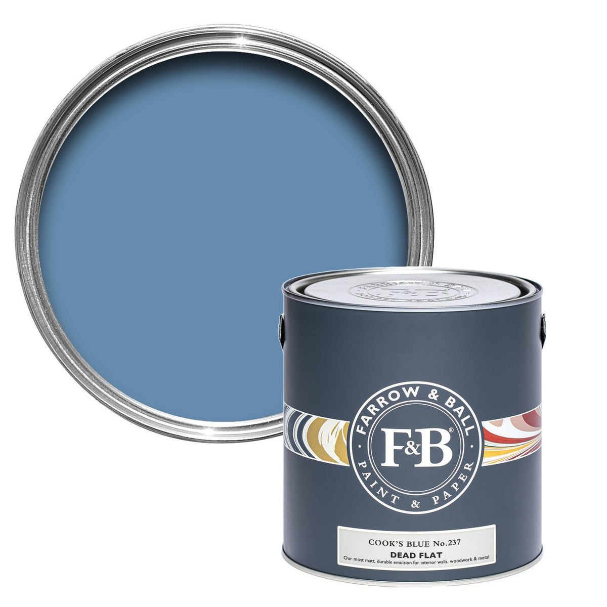Farrow & Ball Cook's Blue No.237 paint tin and color swatch