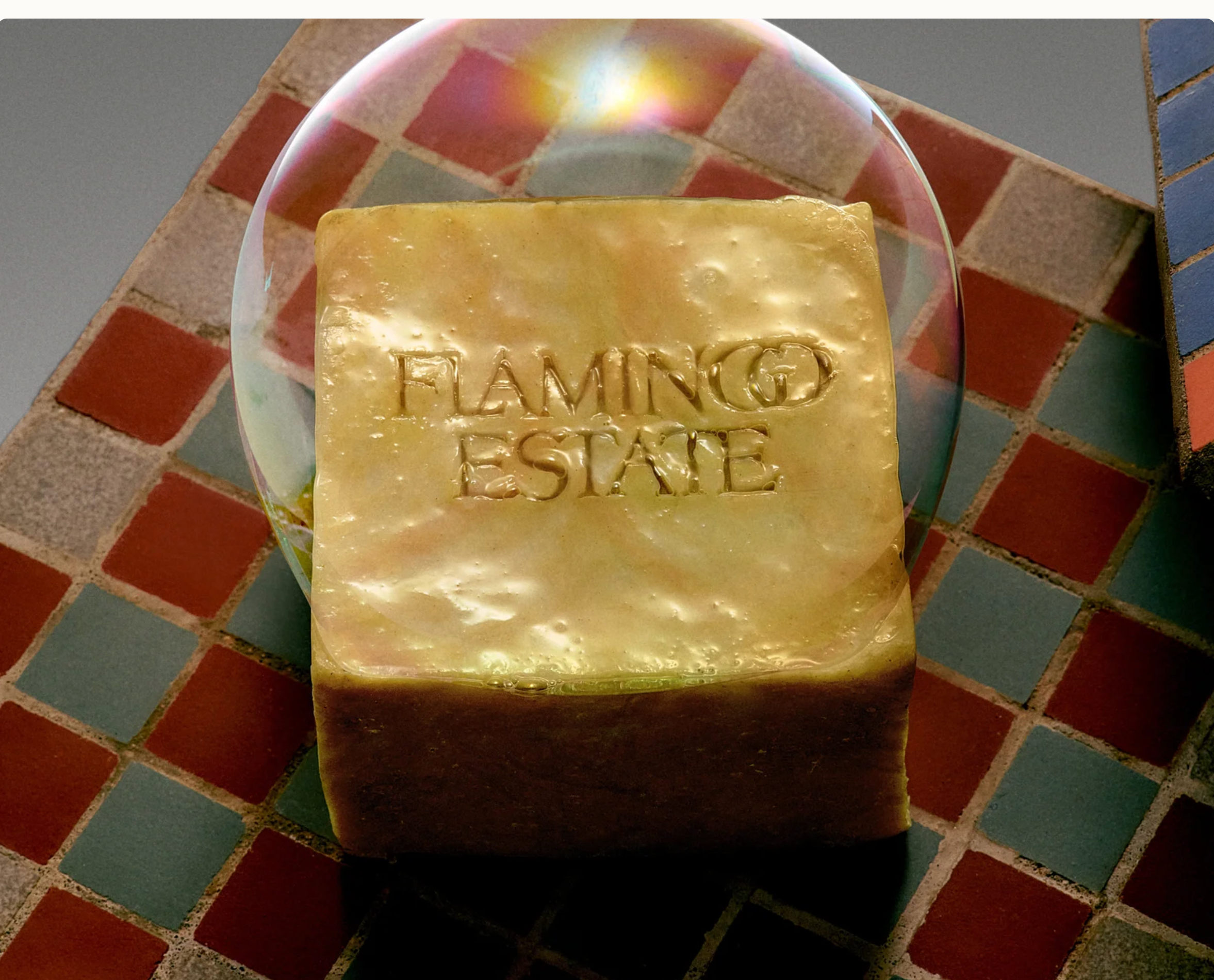 Flamingo Estate Pollinator Bath Soap Brick lifestyle shot