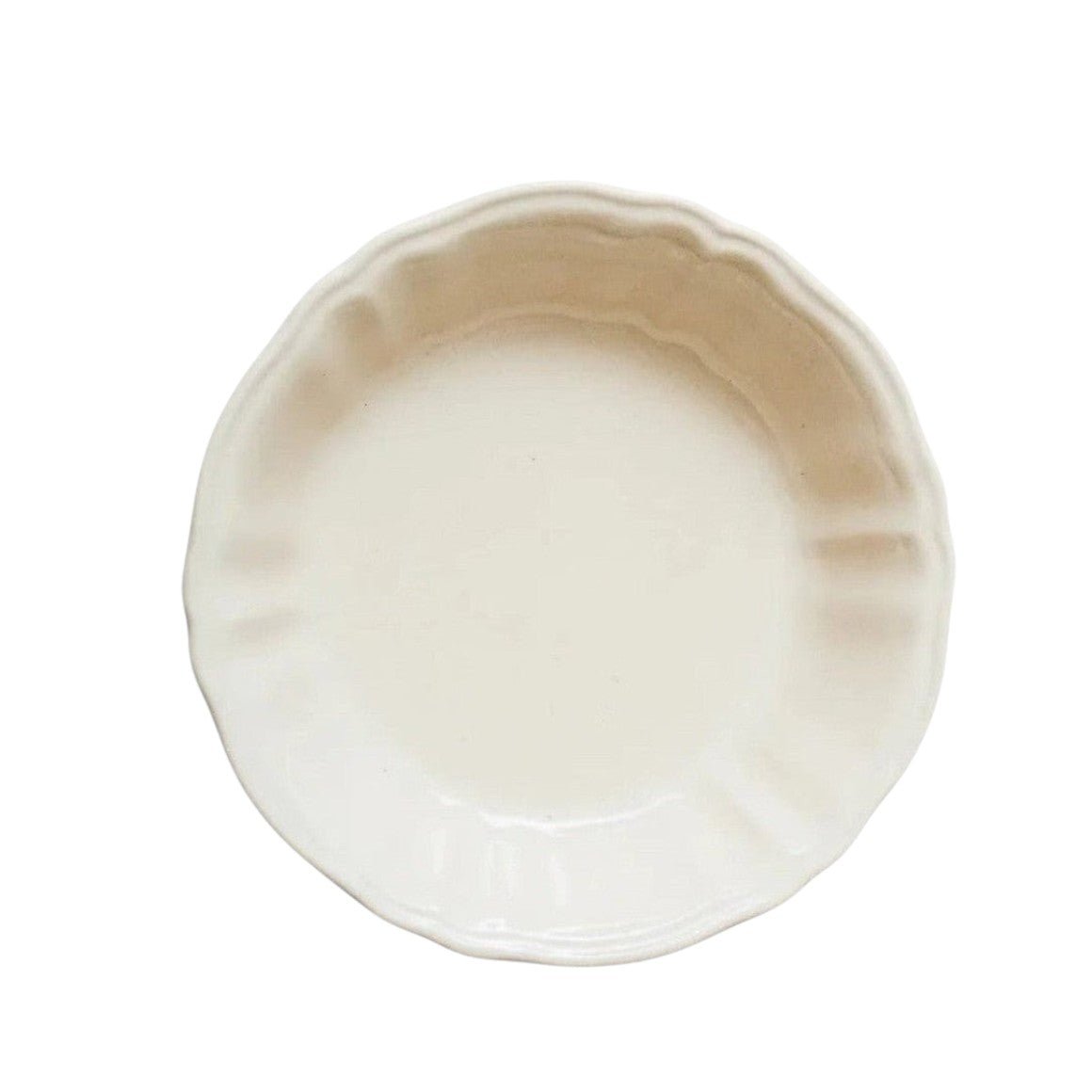 Calimia Home Flora small cream ceramic serving bowl with a scalloped edge and 18th-century Italian design