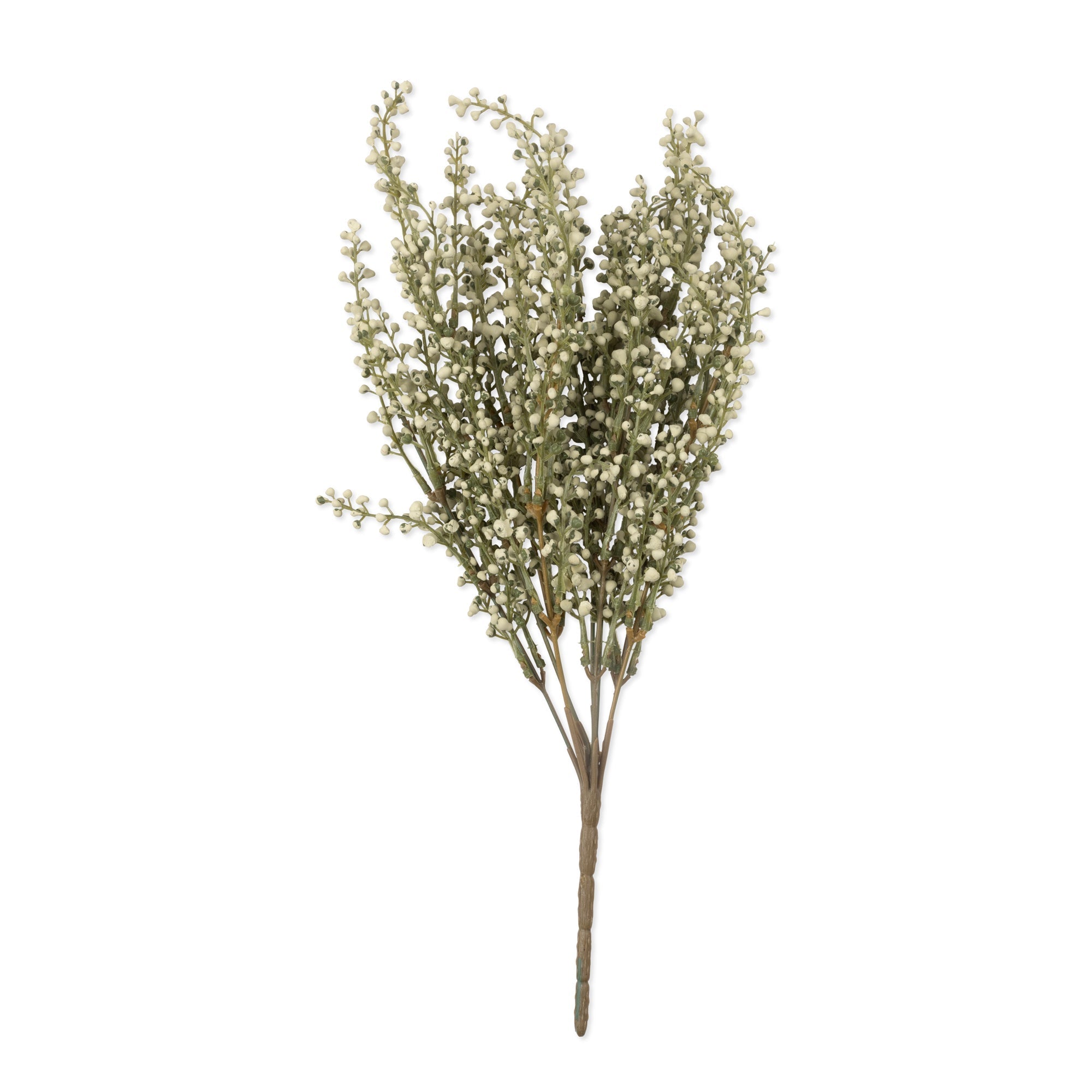 Artificial Heather Sage stem by Abigail Ahern on white background, cloud of soft sage-hued flower heads on a single stem