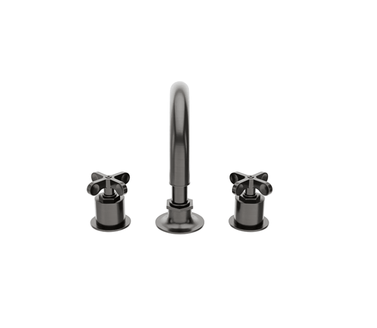 Henry Gooseneck Lavatory Faucet with Cross Handles - Dark Nickel by Waterworks