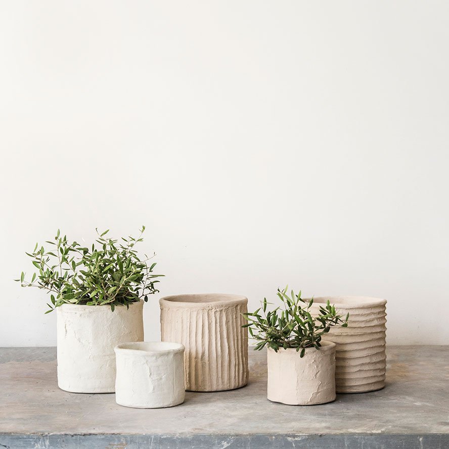 Handmade Cement Planter Bucket - Ivory