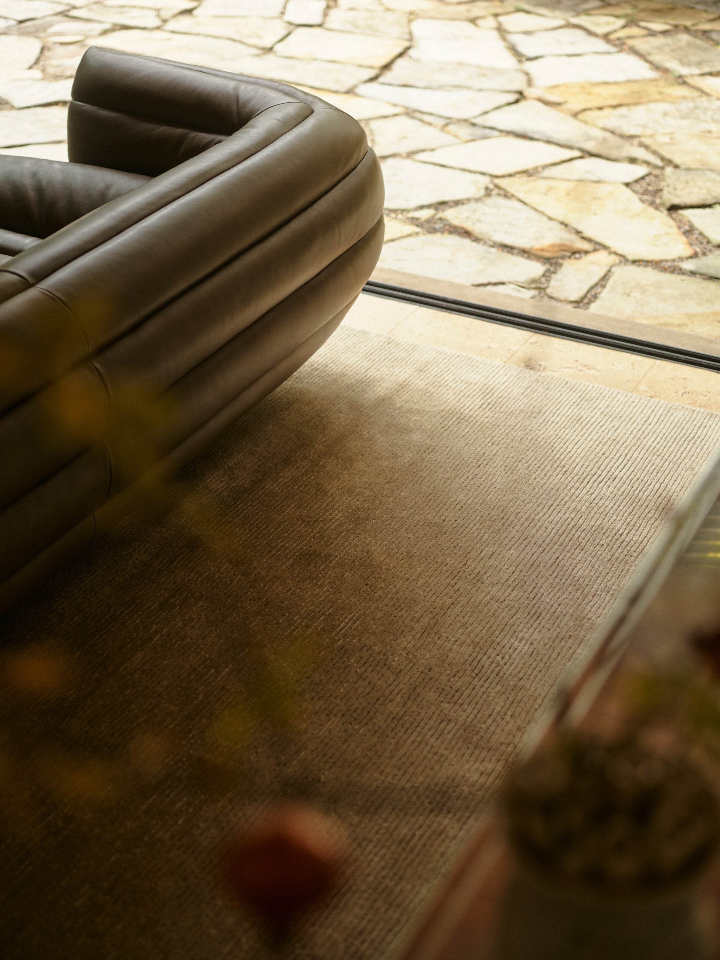 Armadillo Lathe Rug in Doe, detail of the jute weave and texture