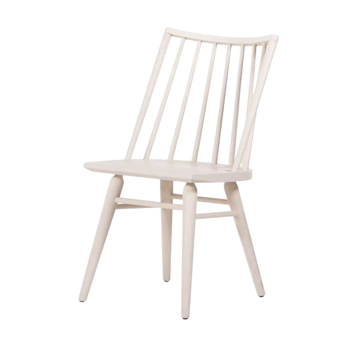 Calimia Home Lewis Windsor chair in off-white wire-brushed oak with a contemporary spindle back design