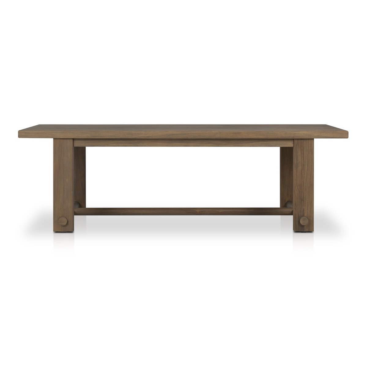Lumi Outdoor Dining Table in Stained Toasted Brown teak by Amber Lewis x Four Hands, front view