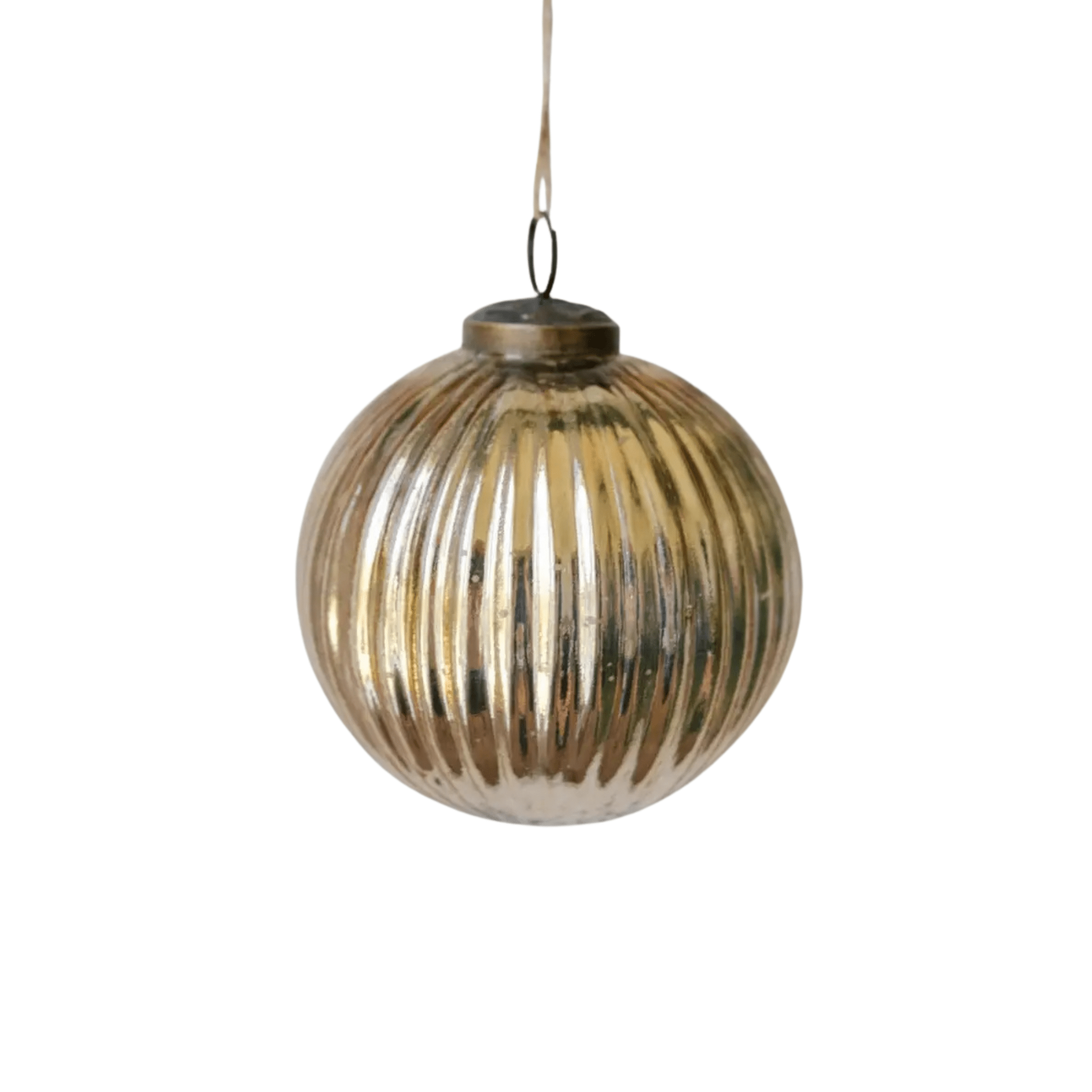Mercury Ribbed Glass Antique Gold Ornament