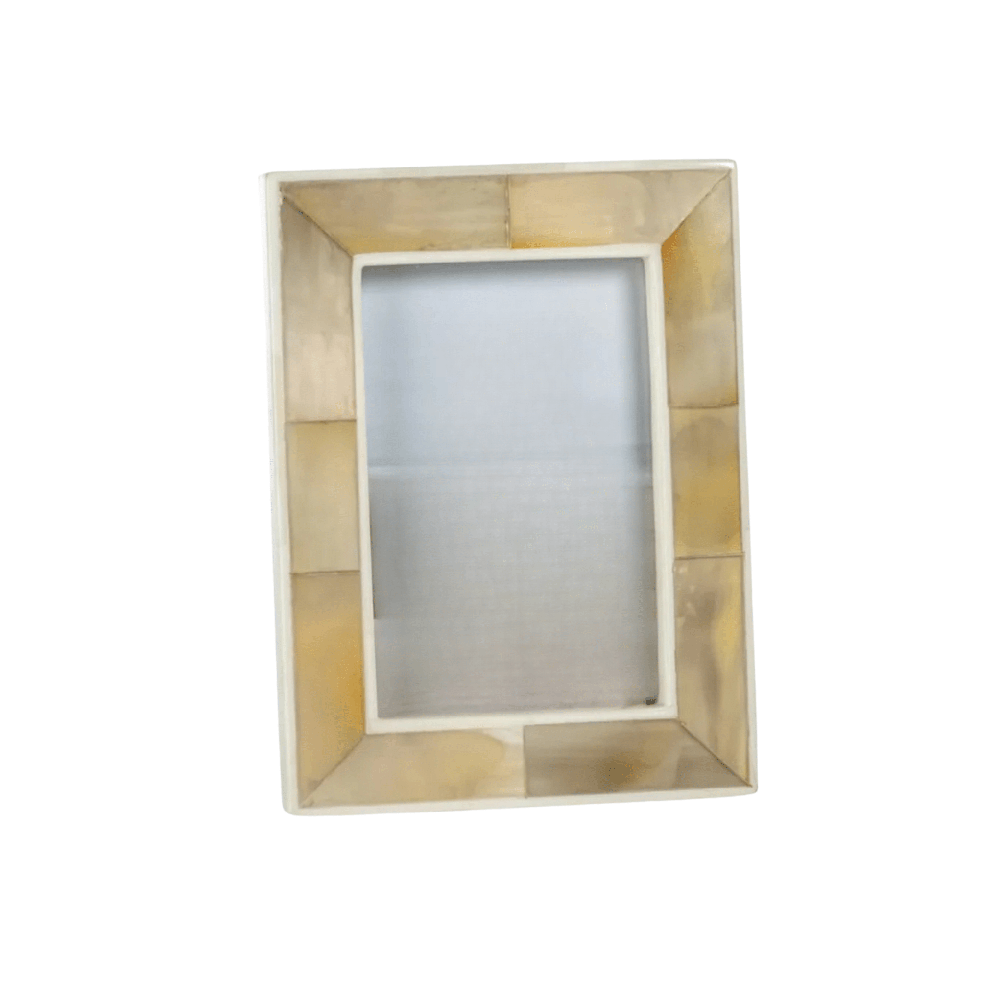Natural Horn and Bone Photo Frame with mosaic-patterned border in natural horn and bone