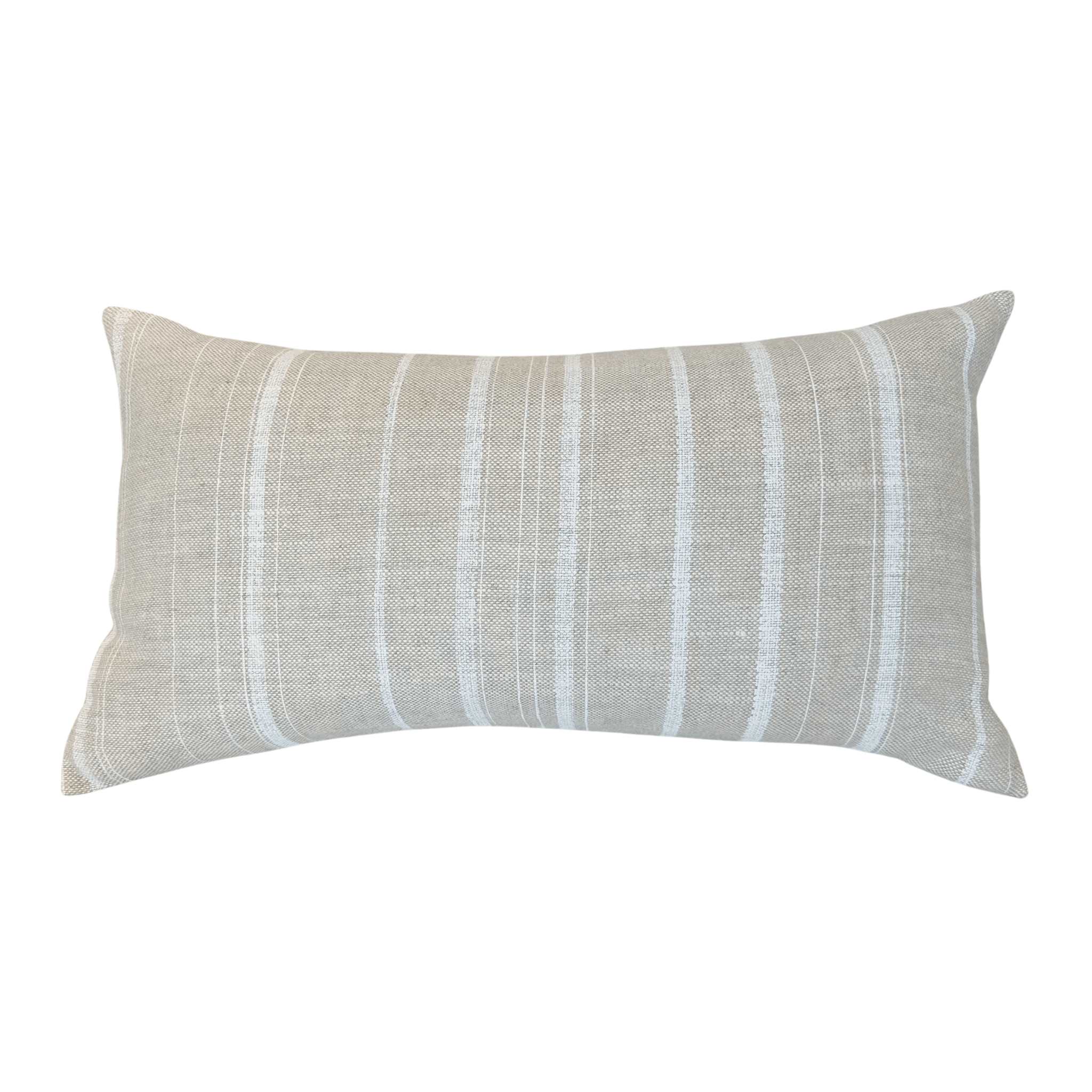 Emil Striped Lumbar Pillow by One Bi One — Fermoie striped linen with feather down insert, handcrafted in Gothenburg, Sweden