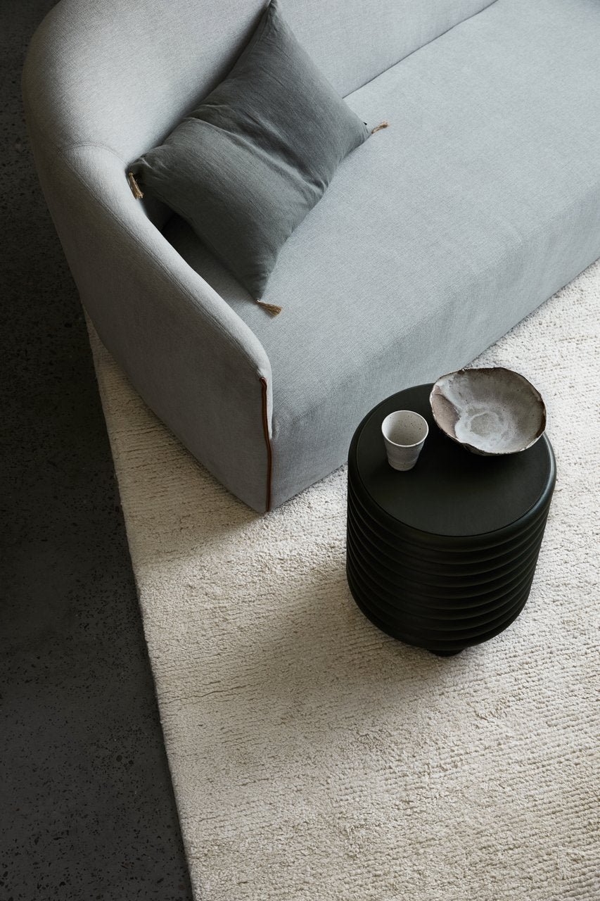 Palermo Rug by Armadillo, hand-knotted linen rug, styled in a room at Calimia Home