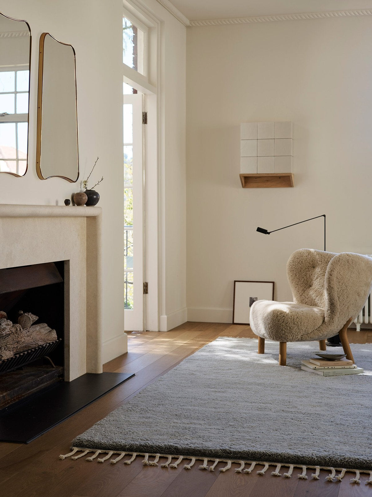 Armadillo Petra Rug in Arctic, hand-knotted new zealand wool rug shown in a room setting