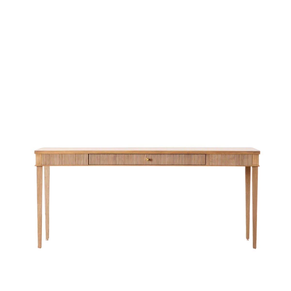 Pieter Desk in warm white oak with antique brass hardware by McGee & Co.