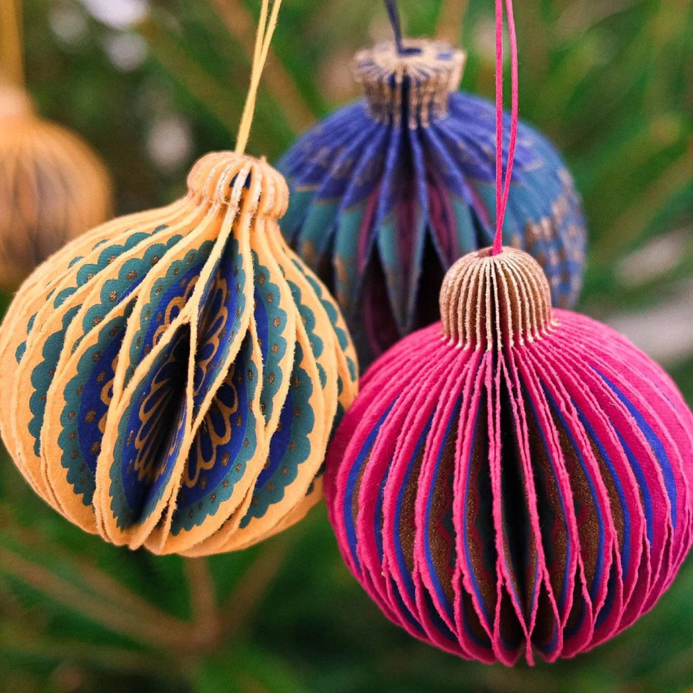 Yellow Bauble Honeycomb Ornament