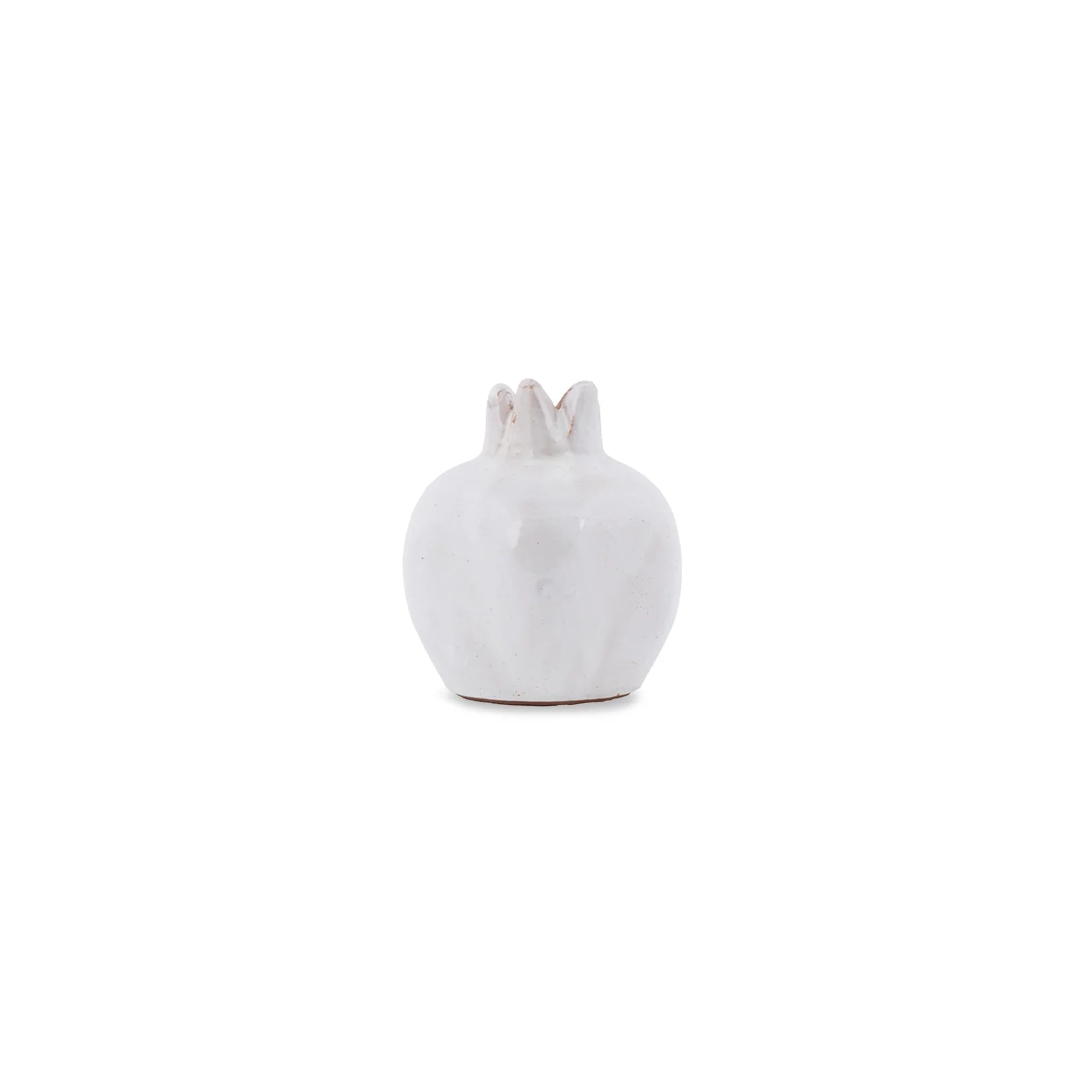 White ceramic pomegranate vase on a white background